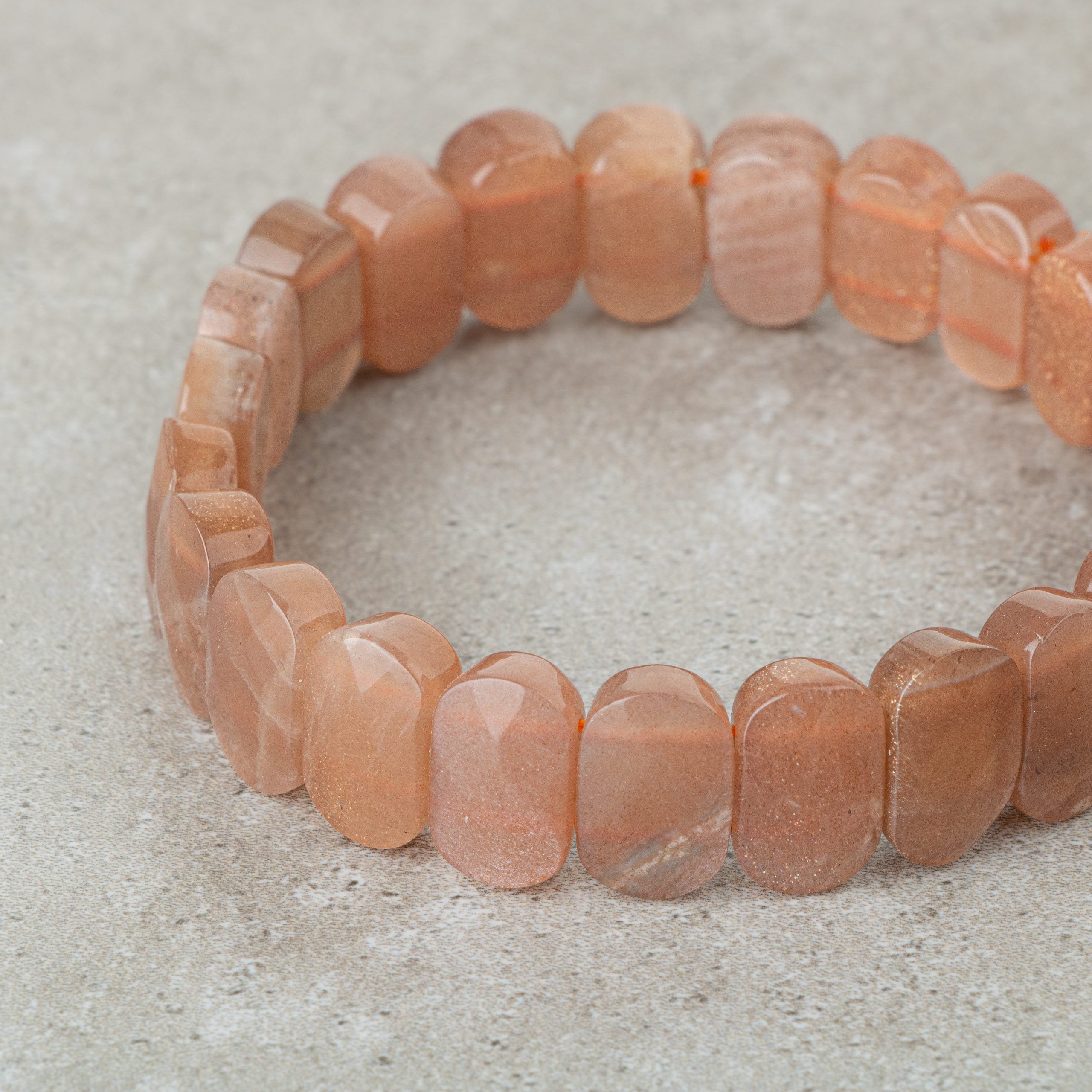 Certified Sunstone Wide Cut Natural Gemstone Bracelet