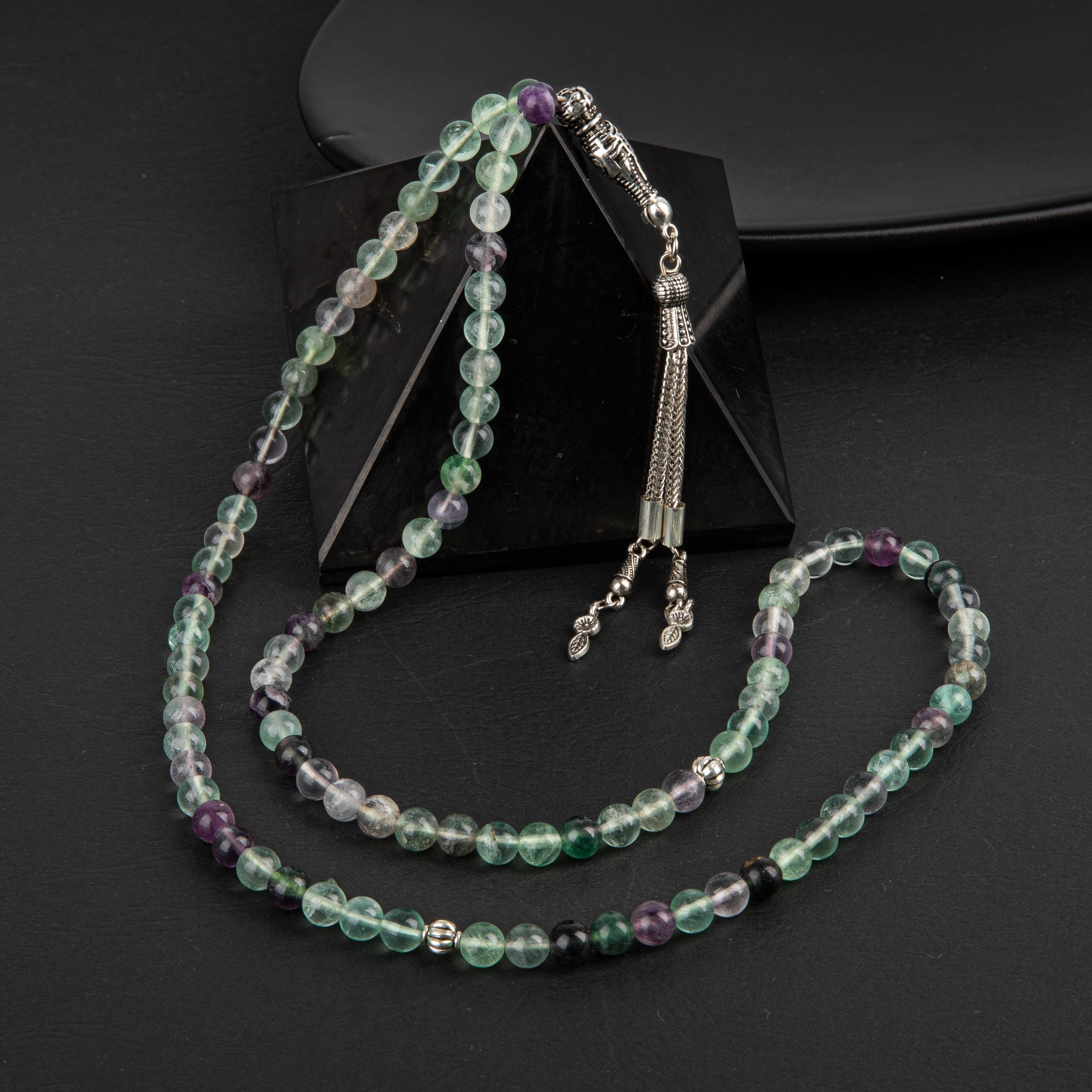 Green Fluorite Natural Gemstone Prayer Beads 99-Bead – 6mm Handcrafted