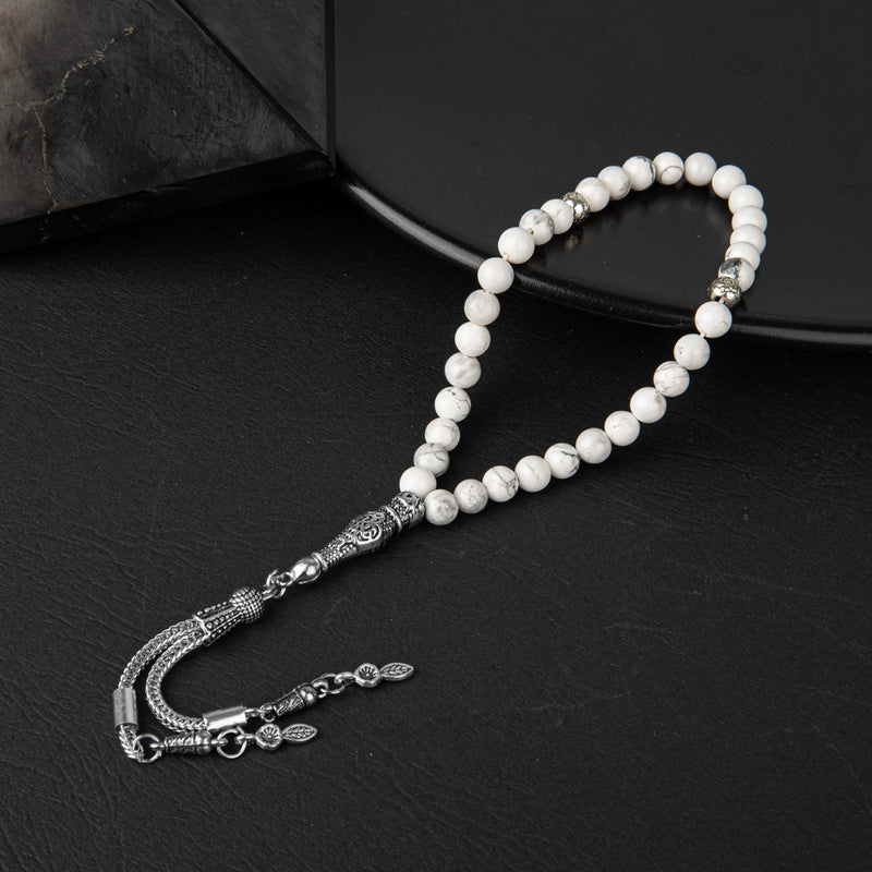 Laboratory Certified Howlite Natural Gemstone Prayer Beads 33-Bead – 6mm