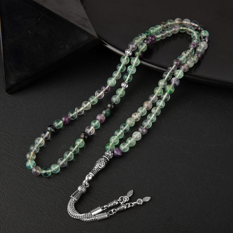 Laboratory Certified Green Fluorite Natural Gemstone Prayer Beads 99-Bead – 6mm