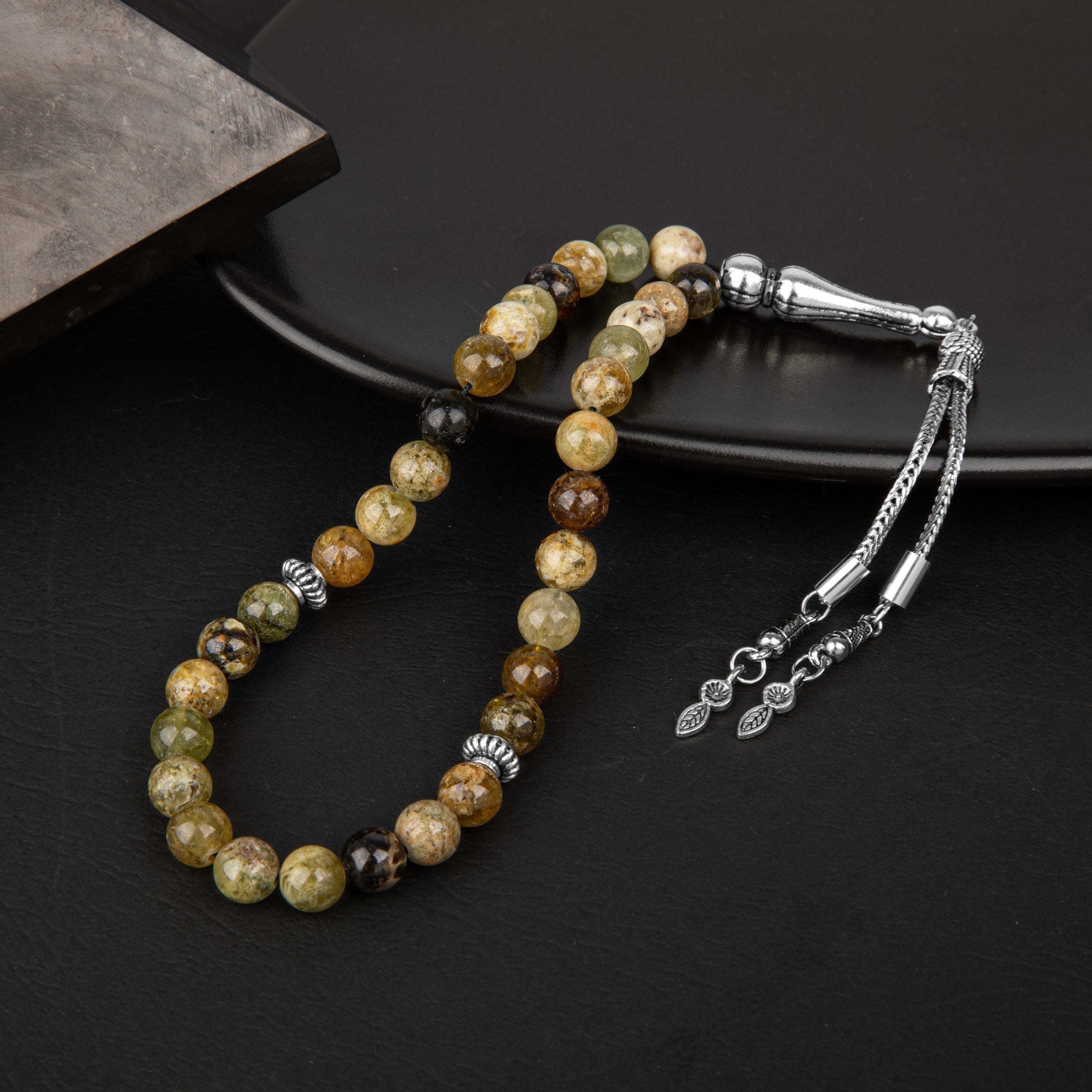 Tsavorite Garnet Natural Gemstone Prayer Beads 33-Bead – 8mm Handcrafted