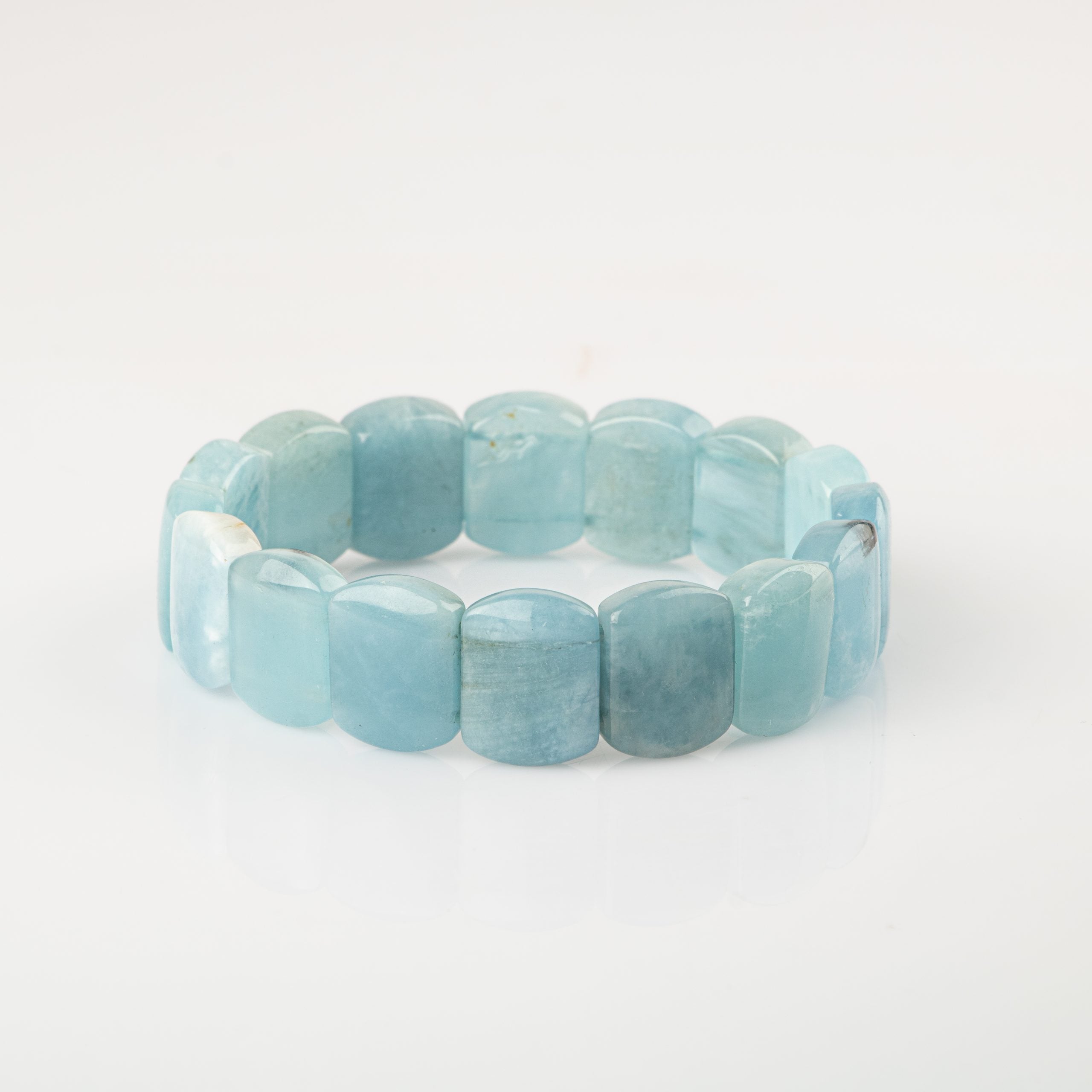 Certified Aquamarine Wide Cut Square Cut Natural Gemstone Bracelet