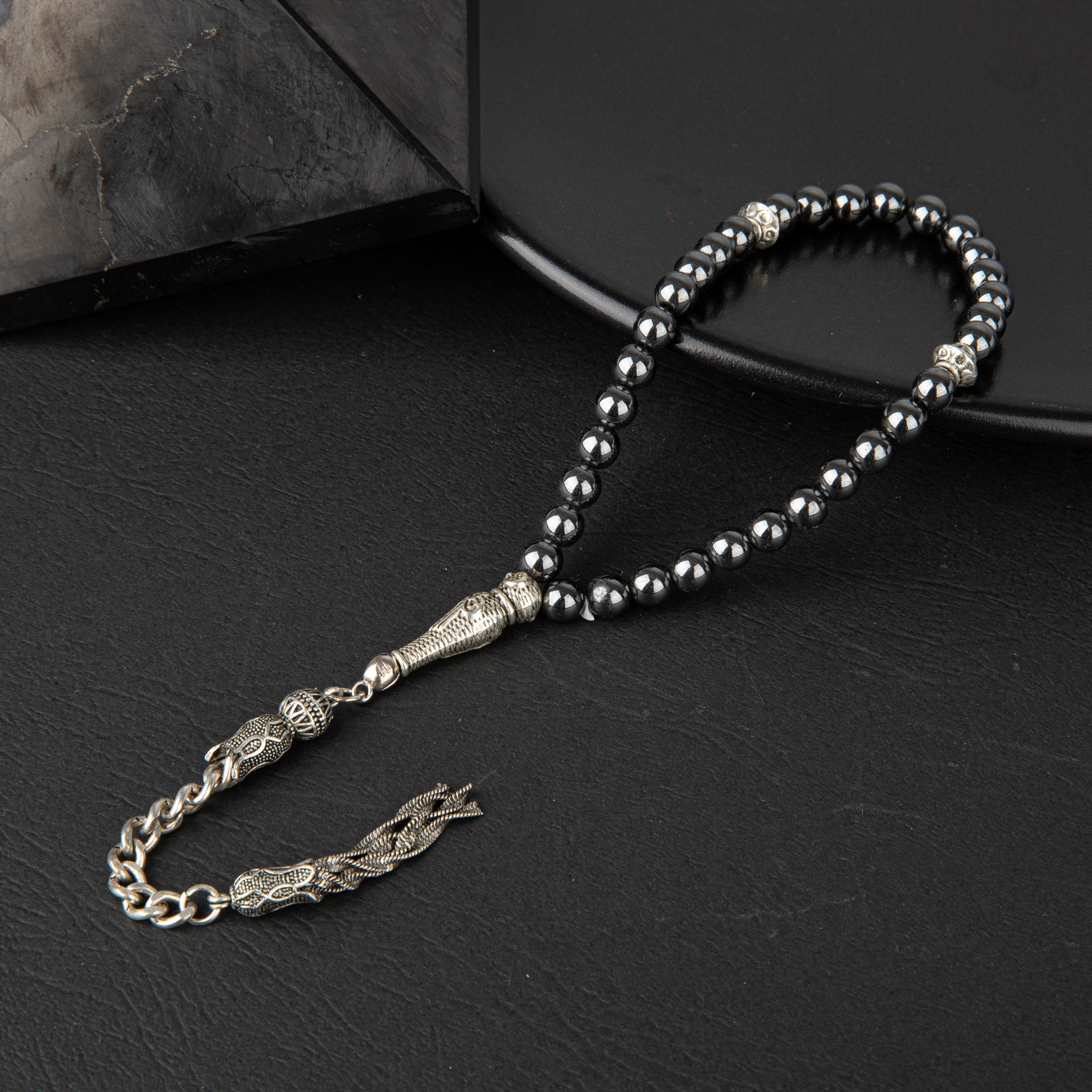 Hematite Natural Gemstone Prayer Beads 33-Bead – 6mm Handcrafted