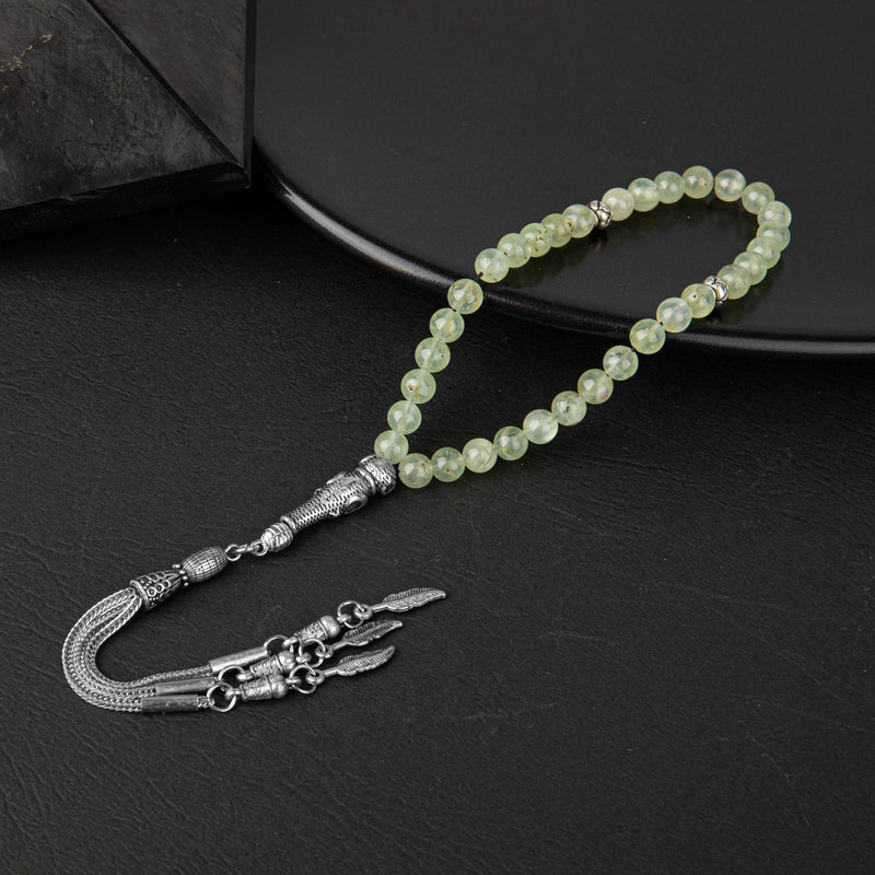 Laboratory Certified Prehnit Natural Gemstone Prayer Beads 33-Bead – 6mm