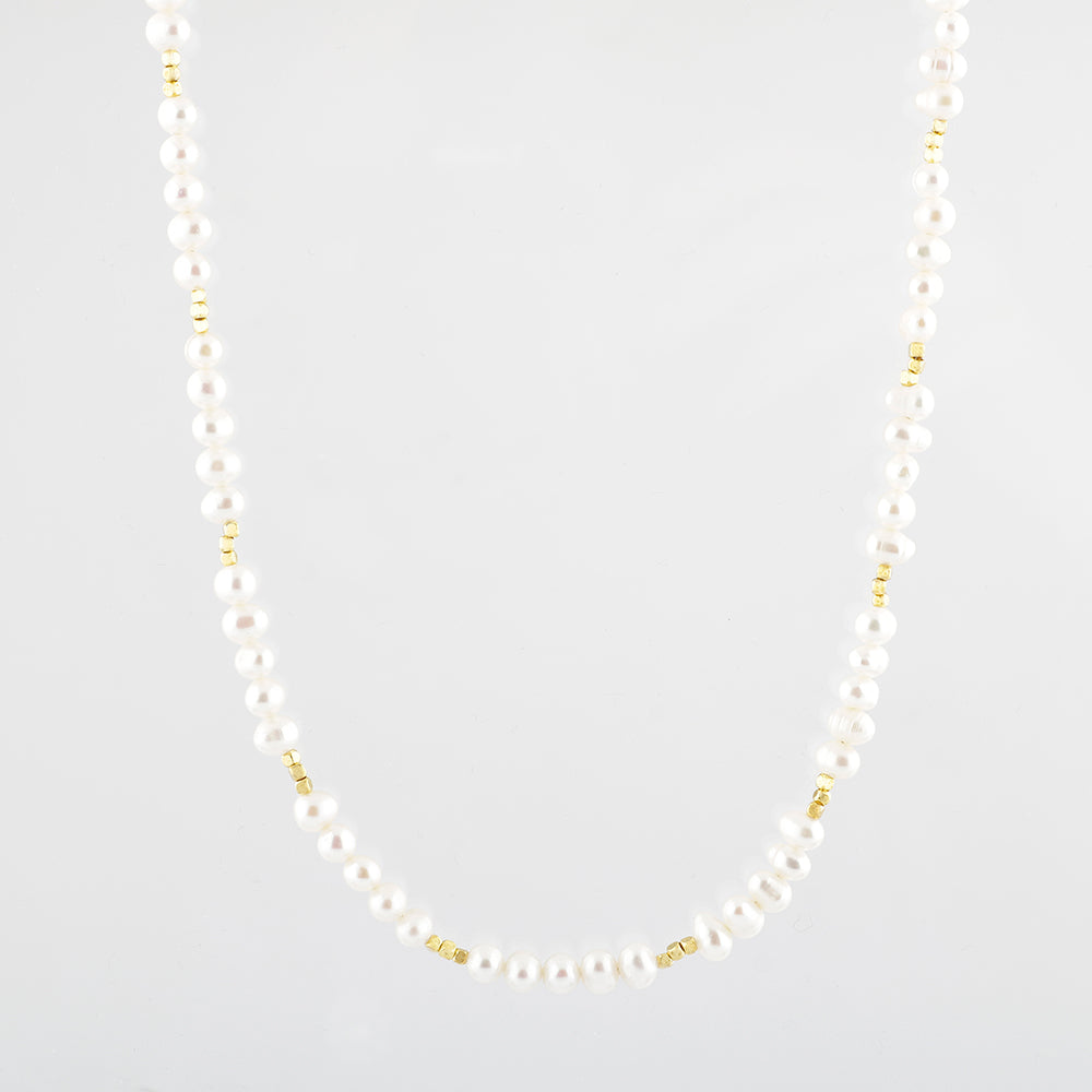 İnci Doğal Taş Altın Kaplama Kapama Kolye