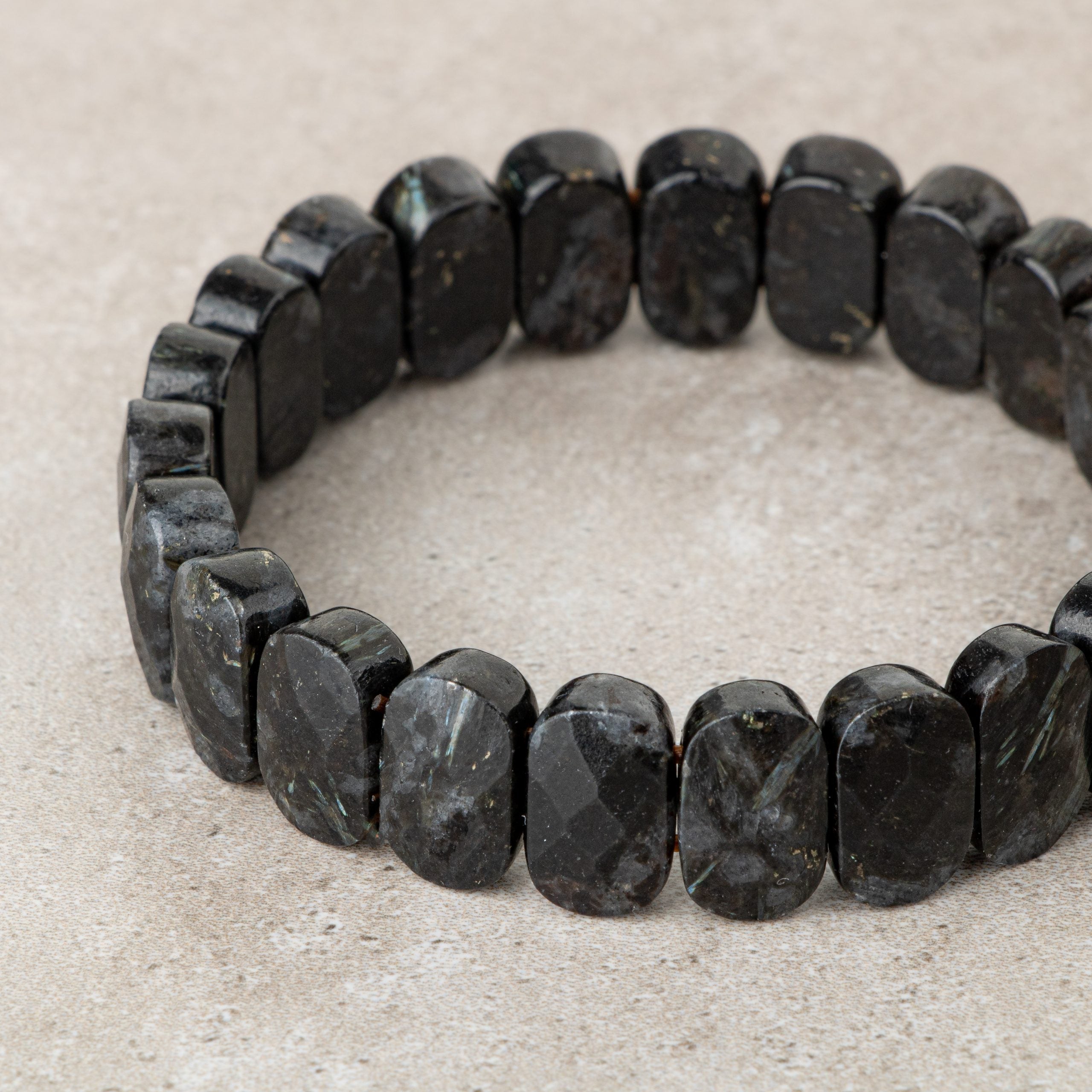 Certified Biotite Wide Cut Natural Gemstone Bracelet