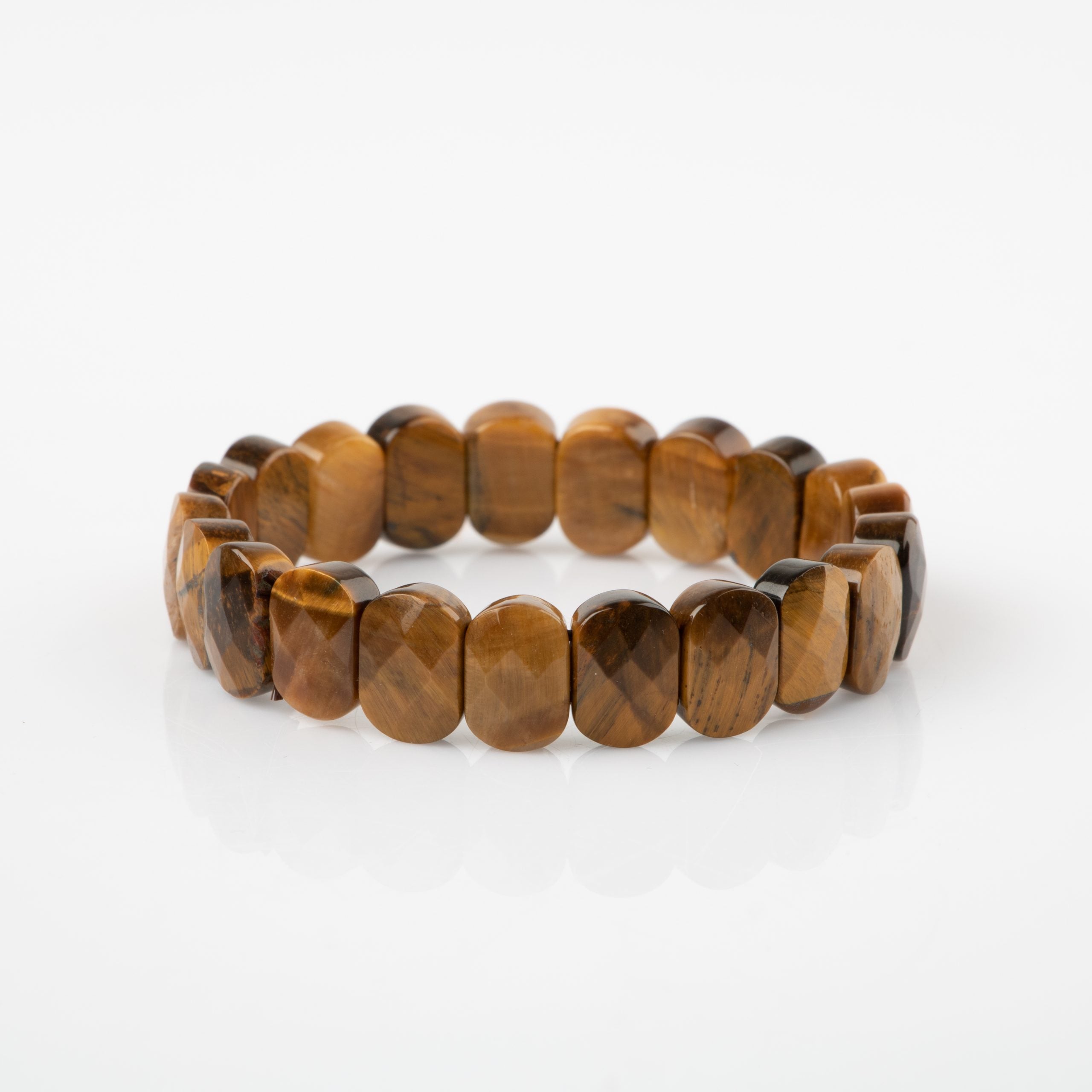 Certified Yellow Tiger's Eye Wide Cut Natural Gemstone Bracelet