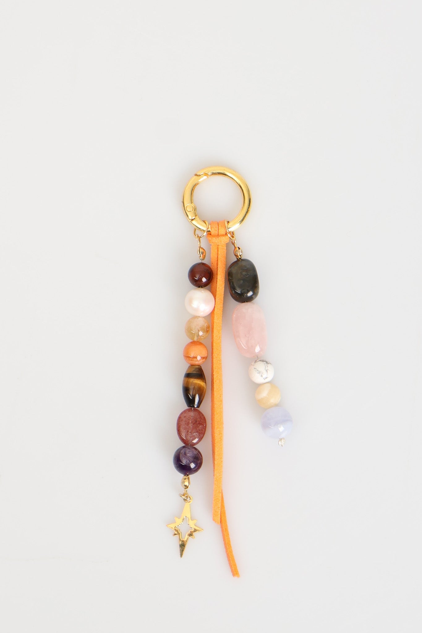 Laboratory Certified Natural Stone Bag Charm – Citrine, Amethyst, Labradorite, Agate, Rose Quartz & Pearl