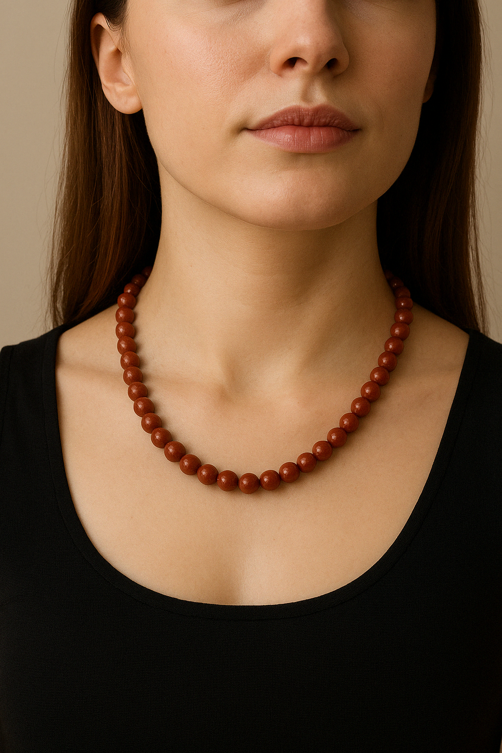 Laboratory Certified Dragon Jasper 8 mm Natural Stone Necklace