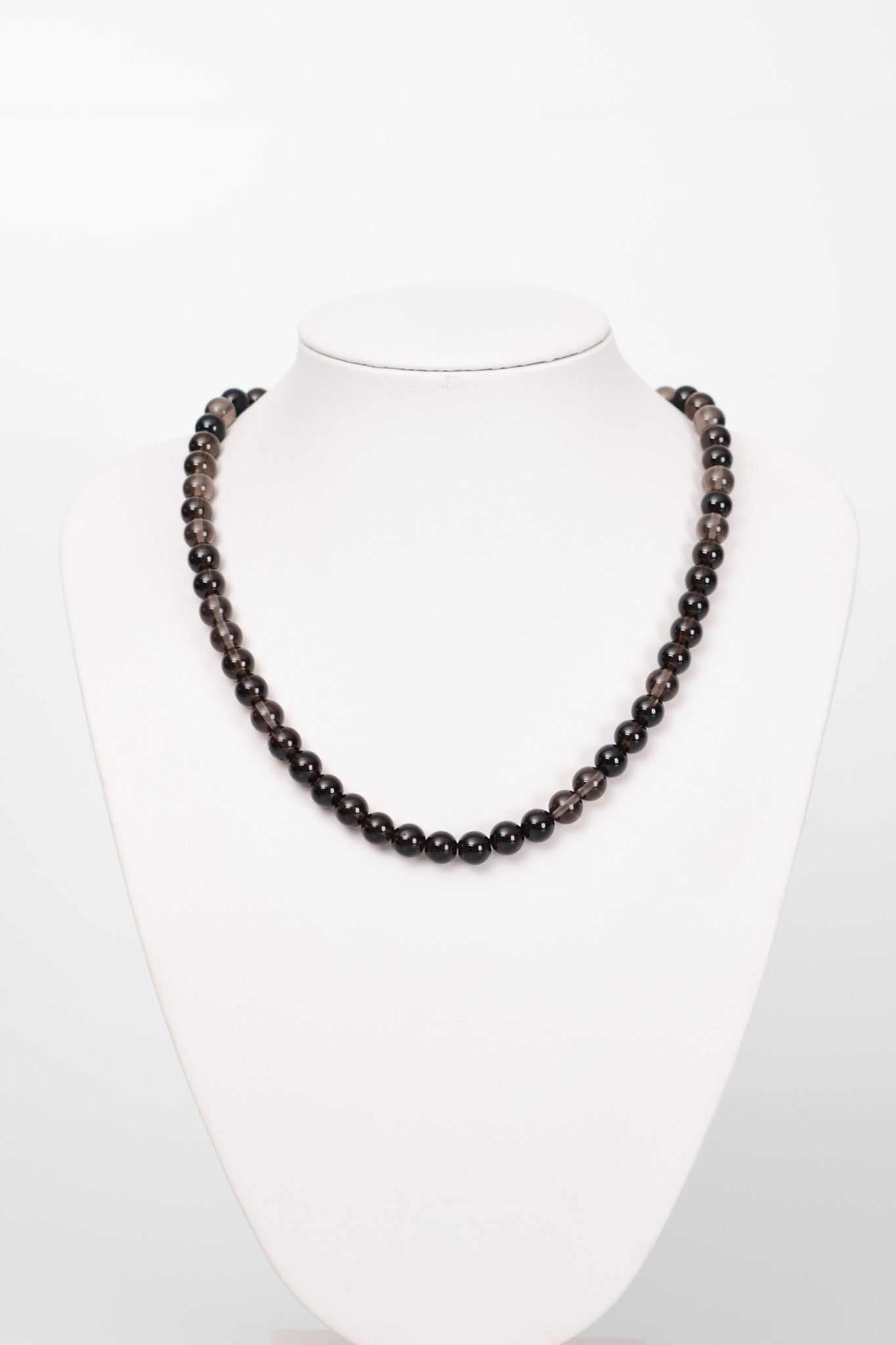 Laboratory Certified Smoky Quartz 8 mm Natural Stone Necklace