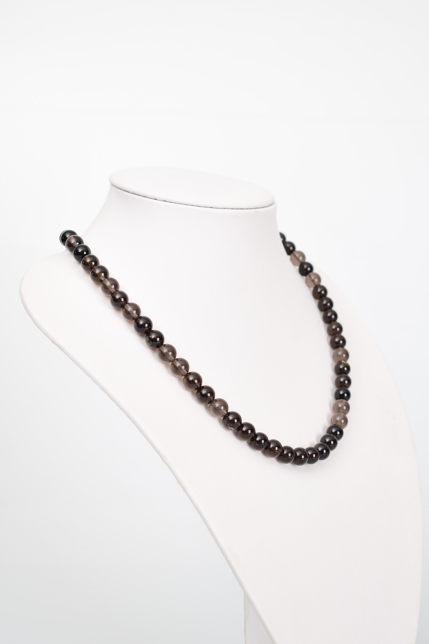 Laboratory Certified Smoky Quartz 8 mm Natural Stone Necklace