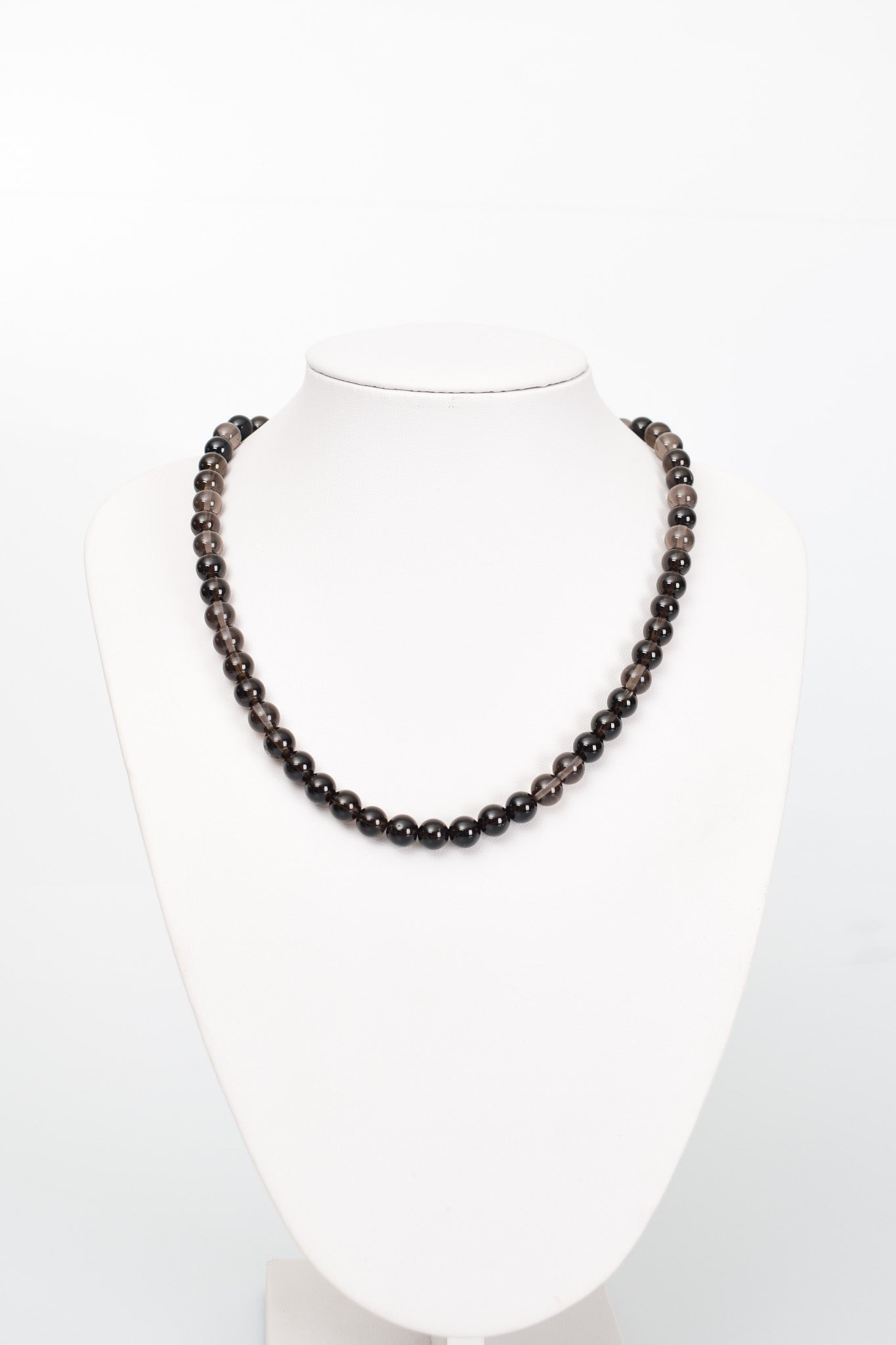 Laboratory Certified Smoky Quartz 8 mm Natural Stone Necklace