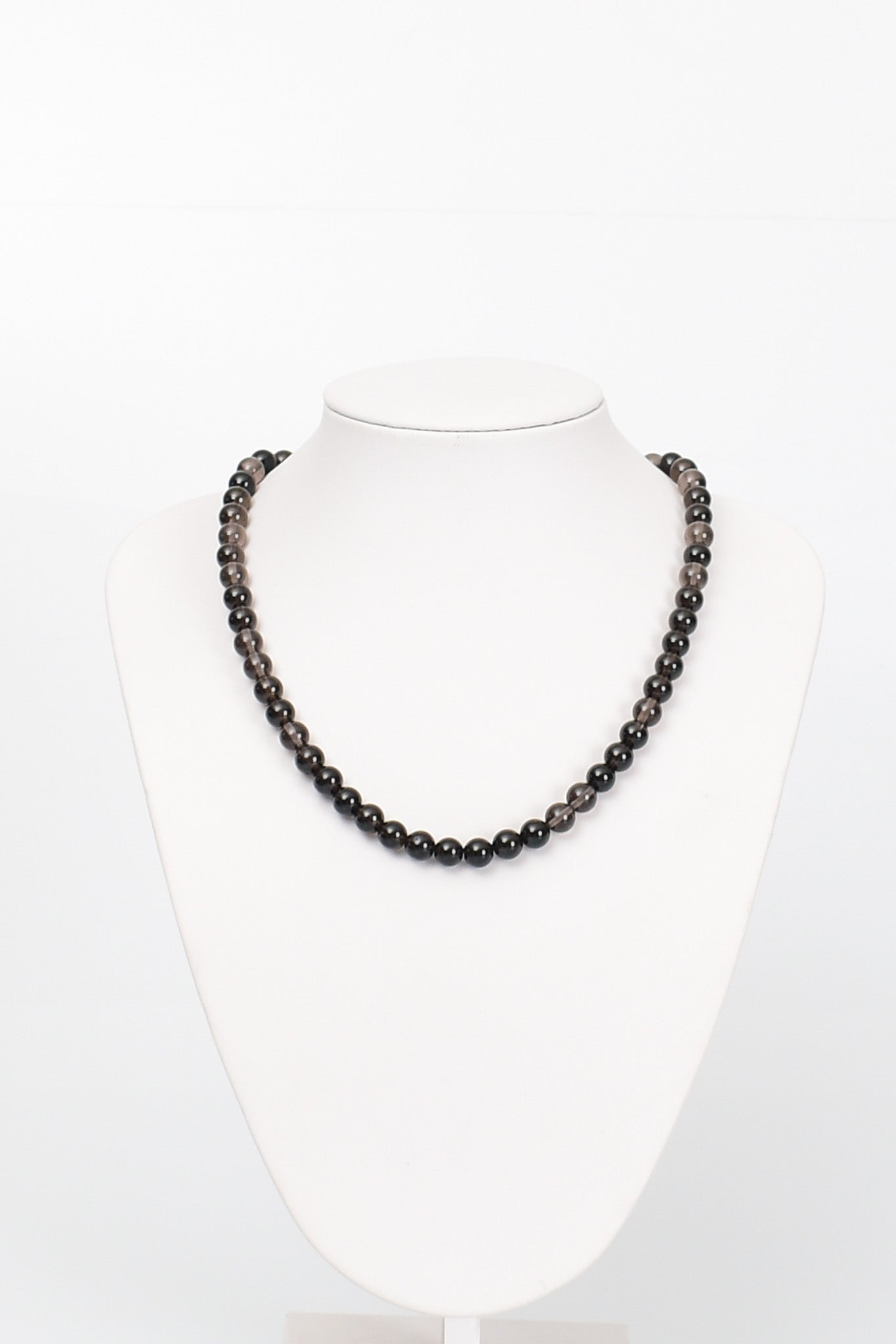 Laboratory Certified Smoky Quartz 8 mm Natural Stone Necklace