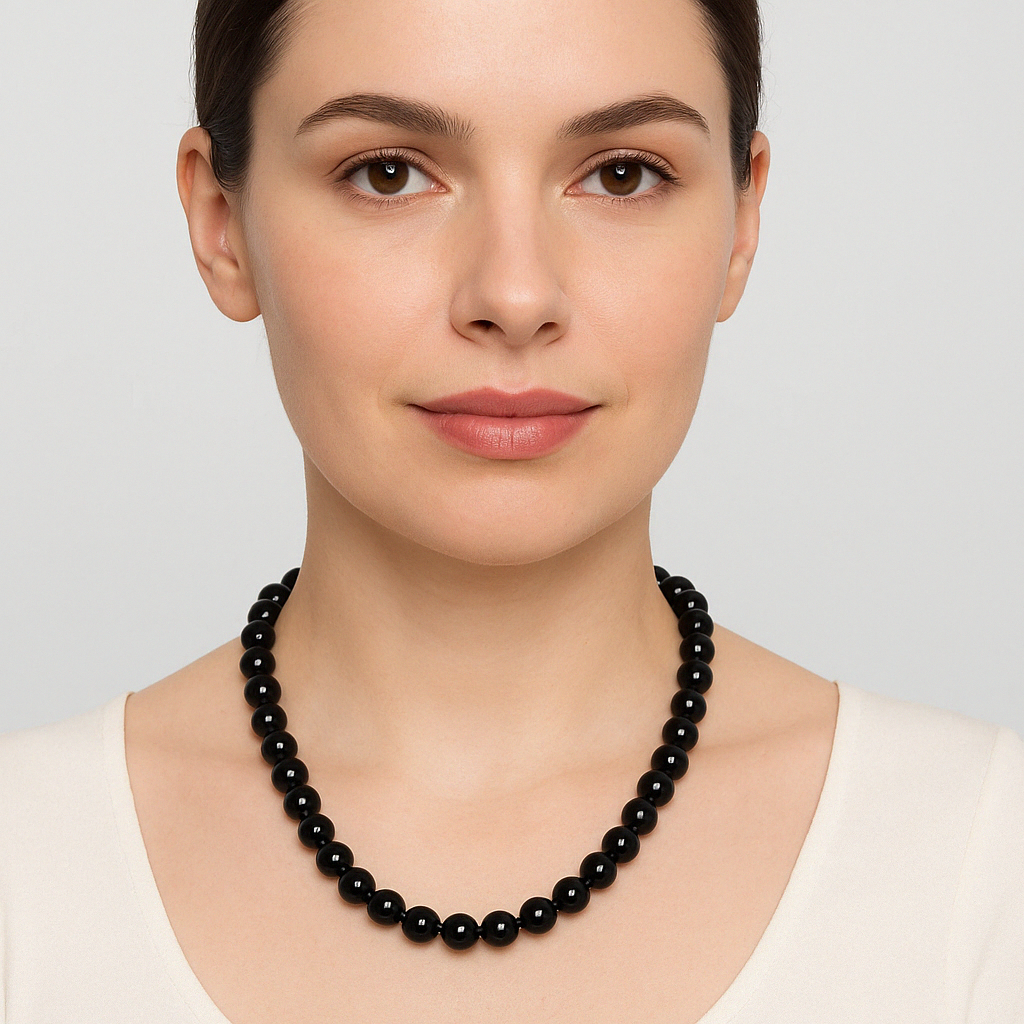 Laboratory Certified Smoky Quartz 8 mm Natural Stone Necklace