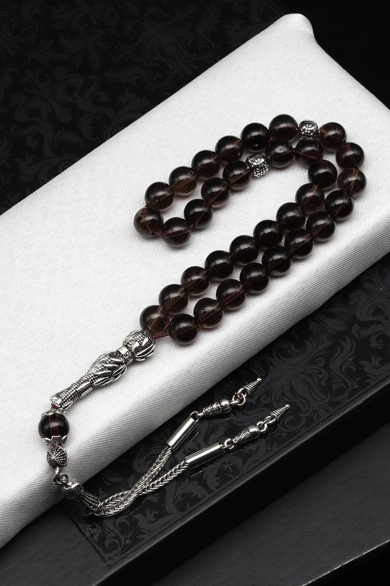Laboratory Certified Smoky Quartz Natural Gemstone Prayer Beads 8 mm