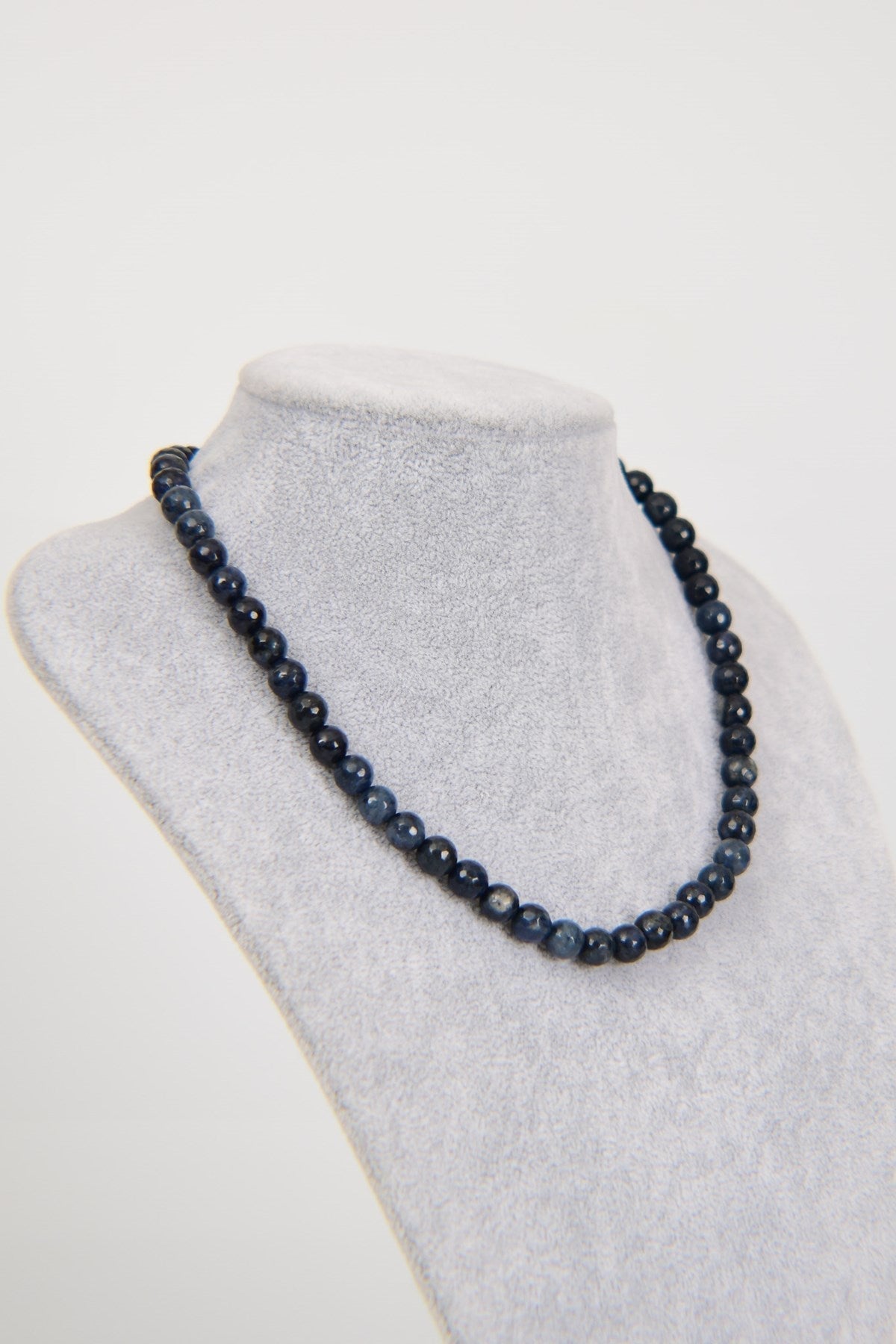 Laboratory Certified Dumortierite 8 mm Natural Stone Necklace