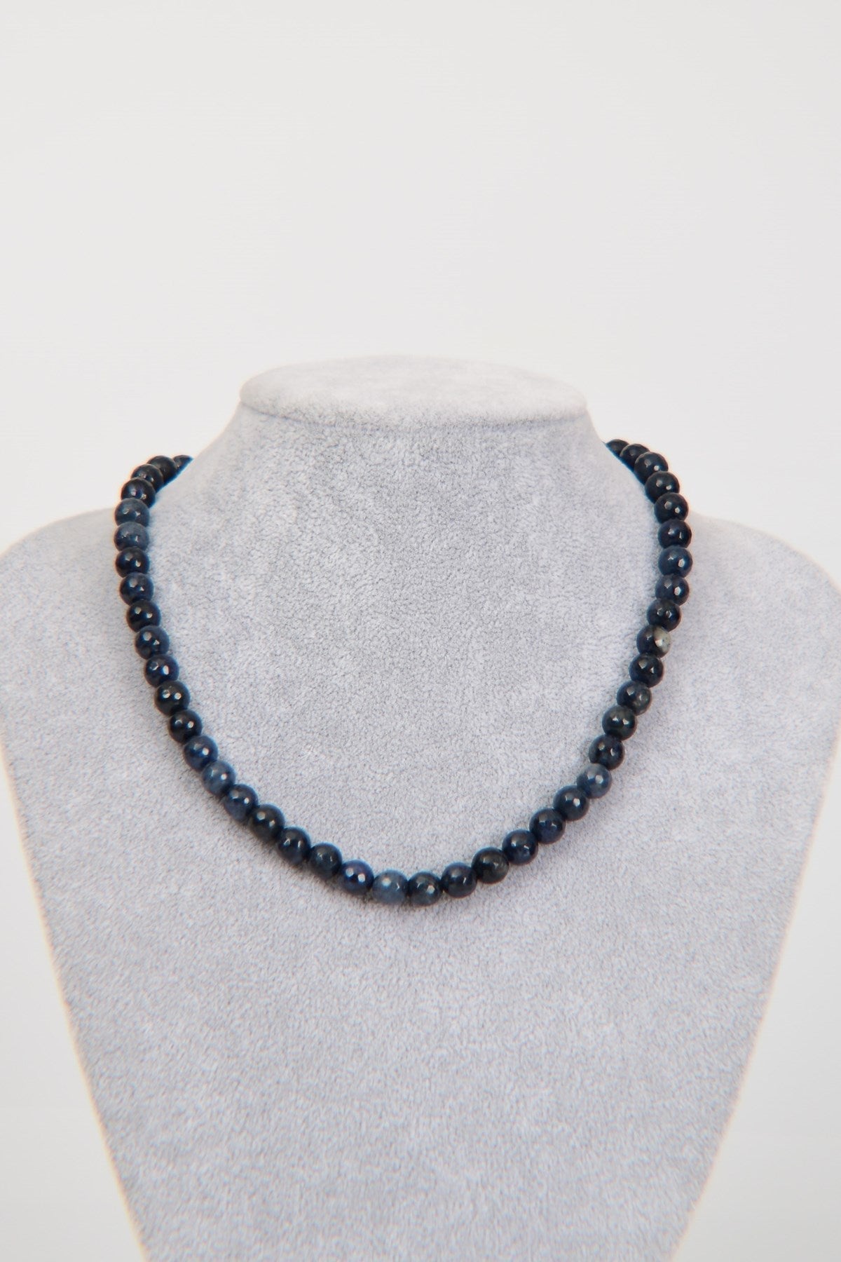 Laboratory Certified Dumortierite 8 mm Natural Stone Necklace