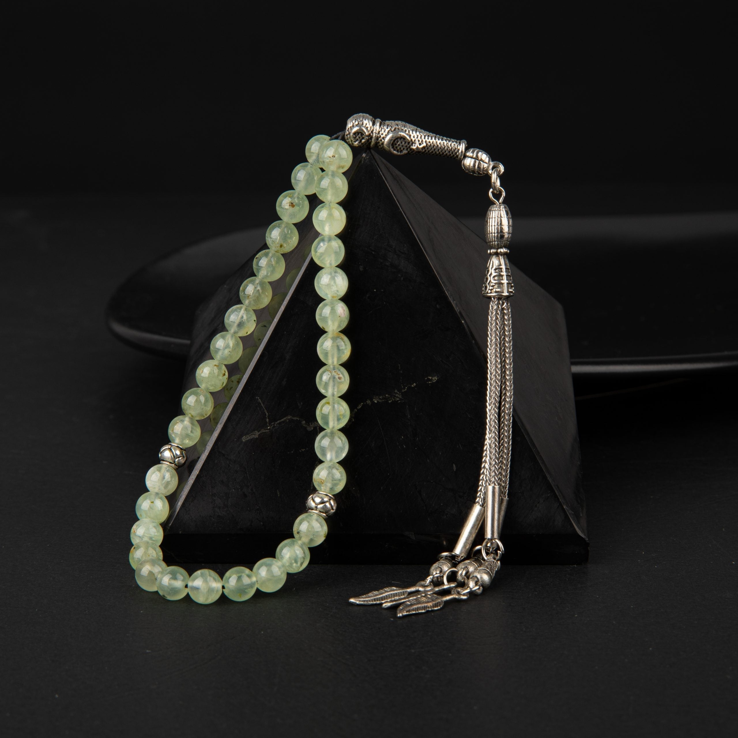 Prehnit Natural Gemstone Prayer Beads 33-Bead – 6mm Handcrafted