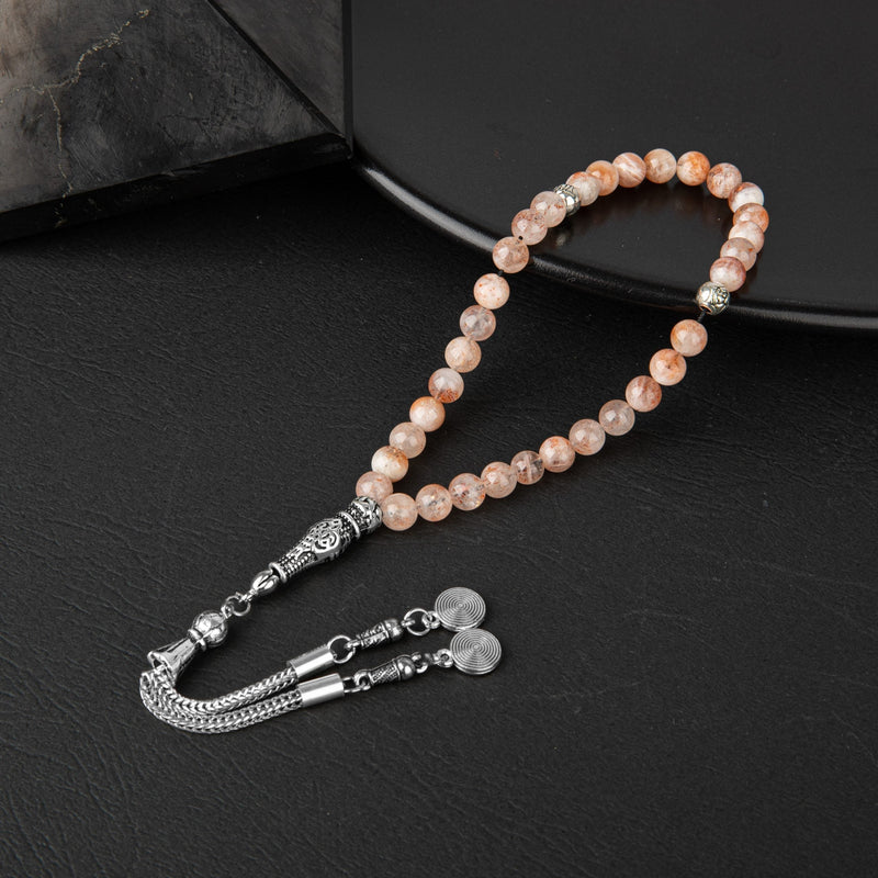 Laboratory Certified Sunstone Natural Gemstone Prayer Beads 33-Bead – 6mm