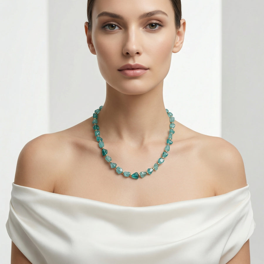 Laboratory Certified Hematite & Apatite Natural Stone Necklace