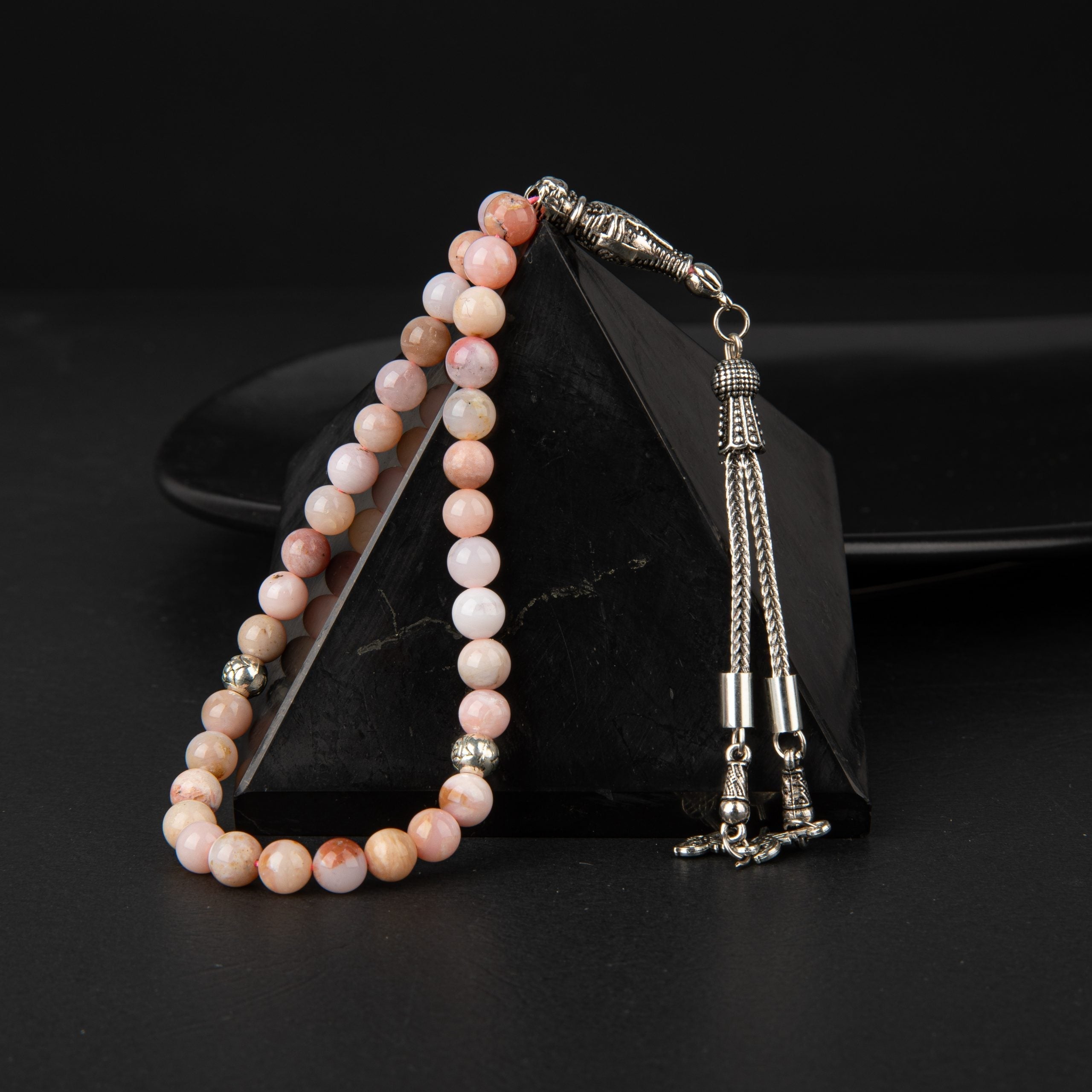 Pink Opal Natural Gemstone Prayer Beads 33-Bead – 6mm Handcrafted