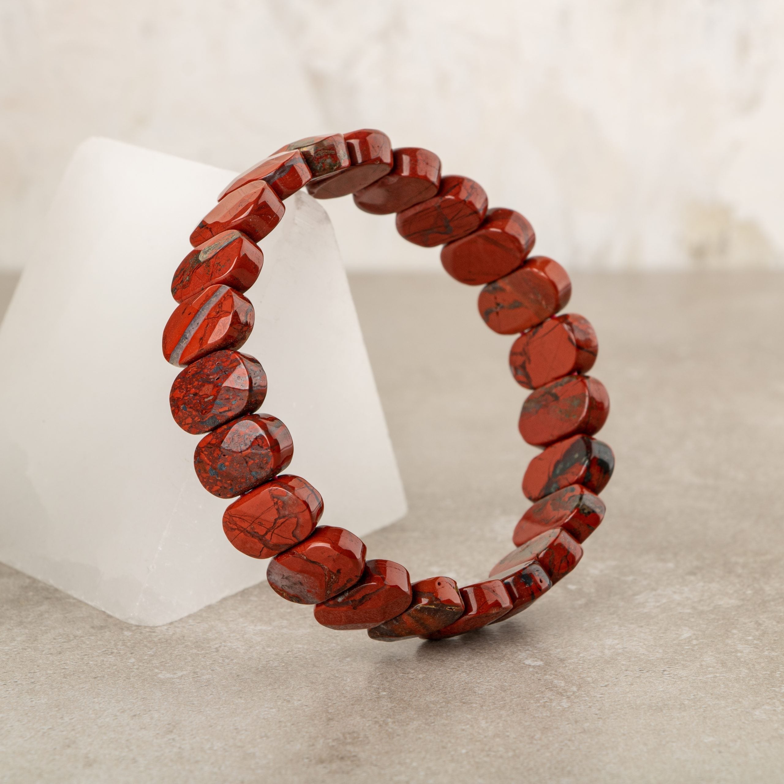 Certified Jasper Wide Cut Natural Gemstone Bracelet