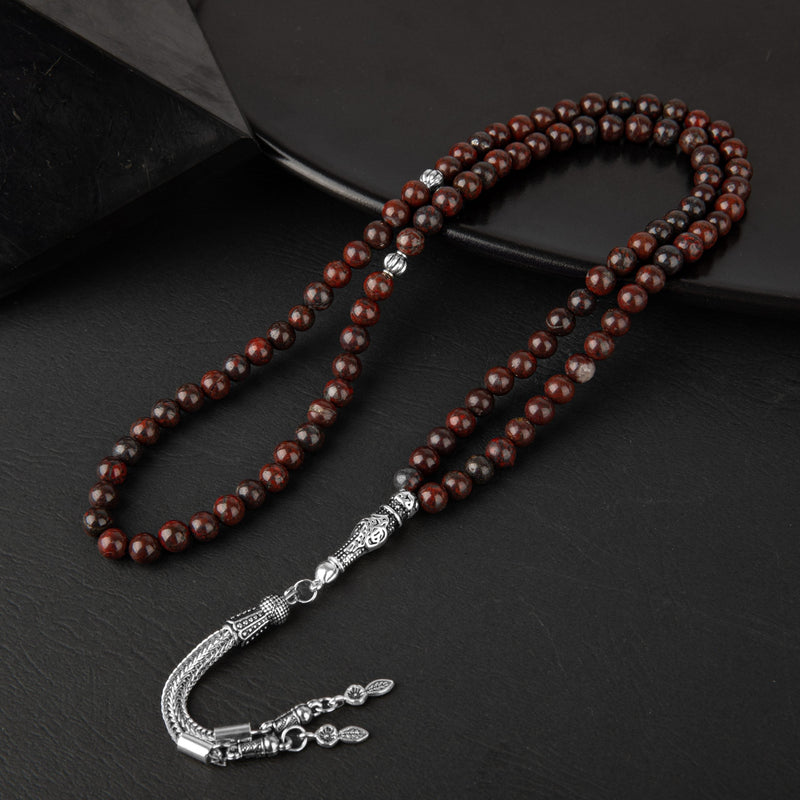 Laboratory Certified Dragon Jasper Natural Gemstone Prayer Beads 99-Bead – 6mm