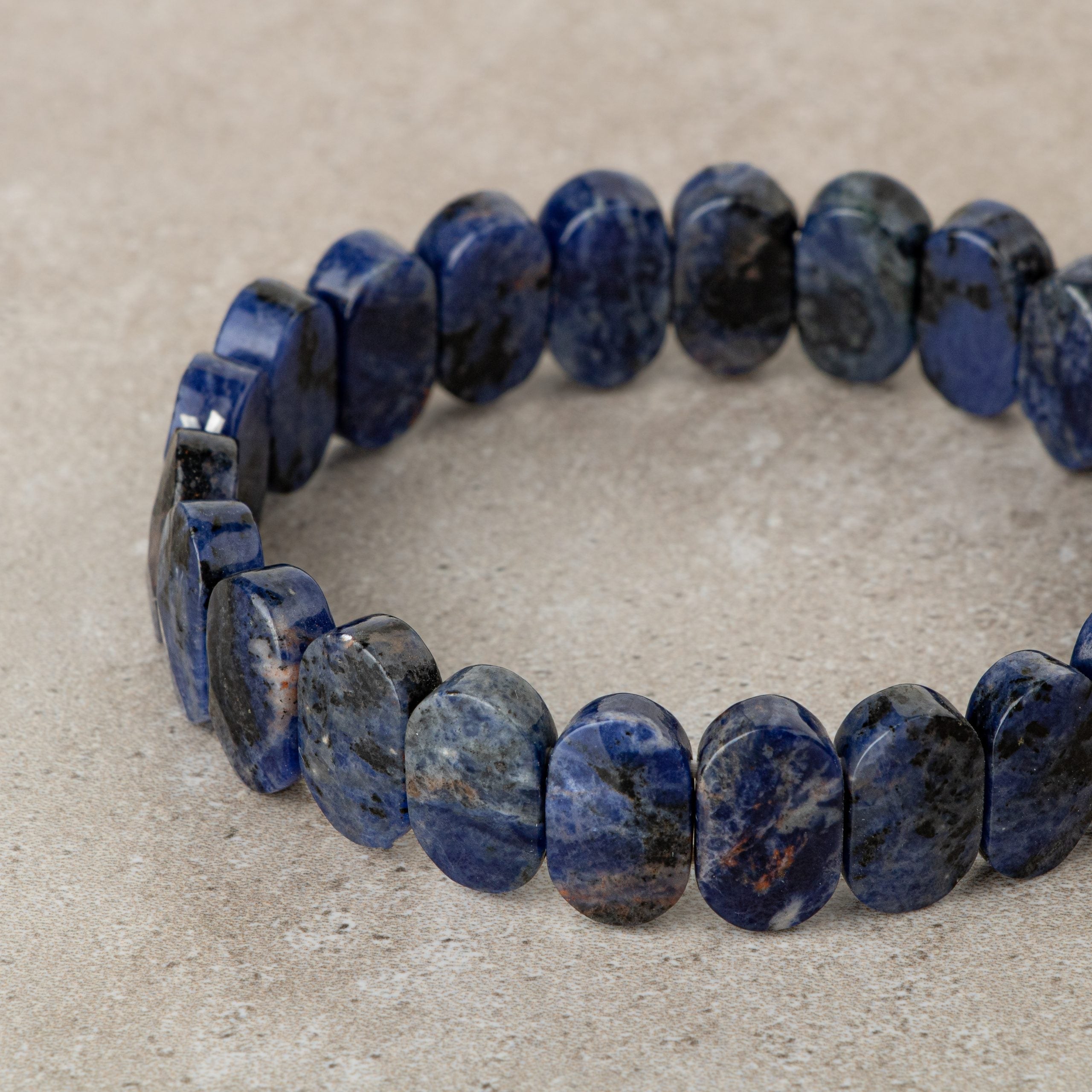 Certified Dumortierite Wide Cut Natural Gemstone Bracelet