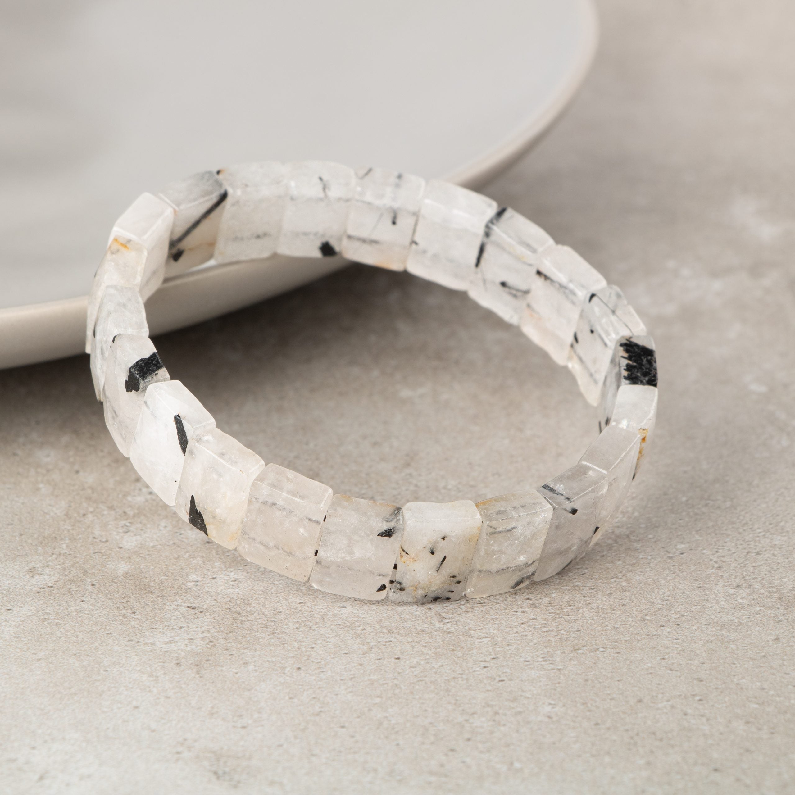 Certified Rutilated Quartz Wide Cut Square Cut Natural Gemstone Bracelet