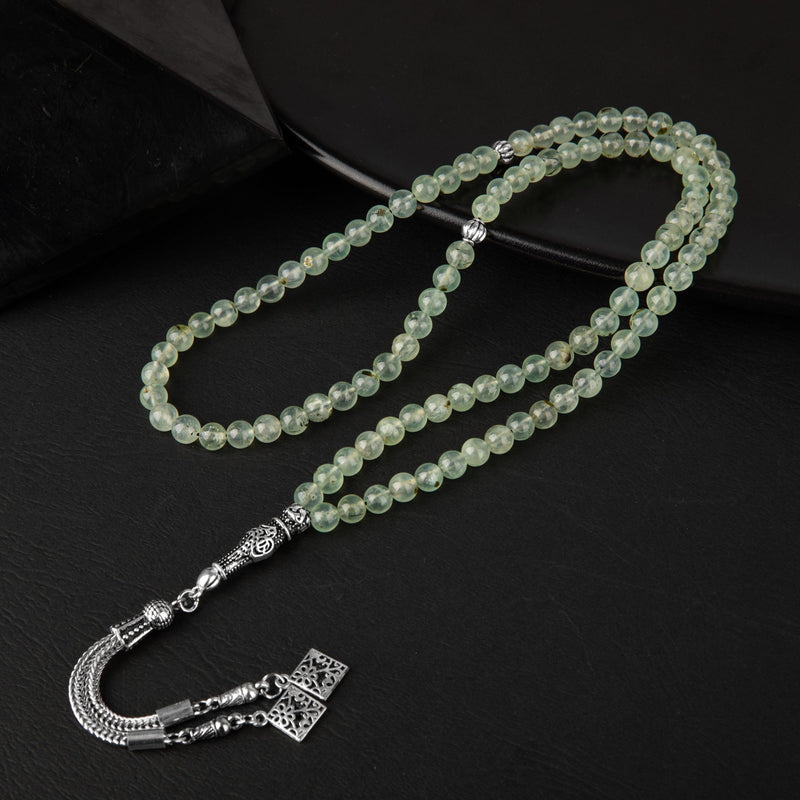 Laboratory Certified Prehnit Natural Gemstone Prayer Beads 99-Bead – 6mm