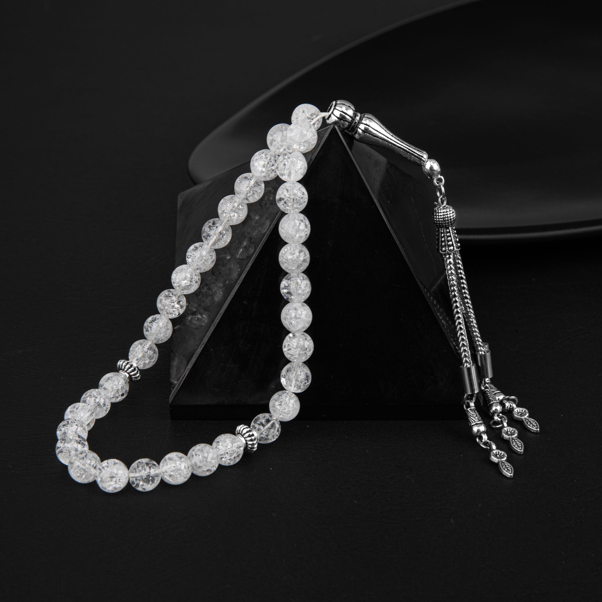 Rock Crystal Natural Gemstone Prayer Beads 33-Bead – 8mm Handcrafted