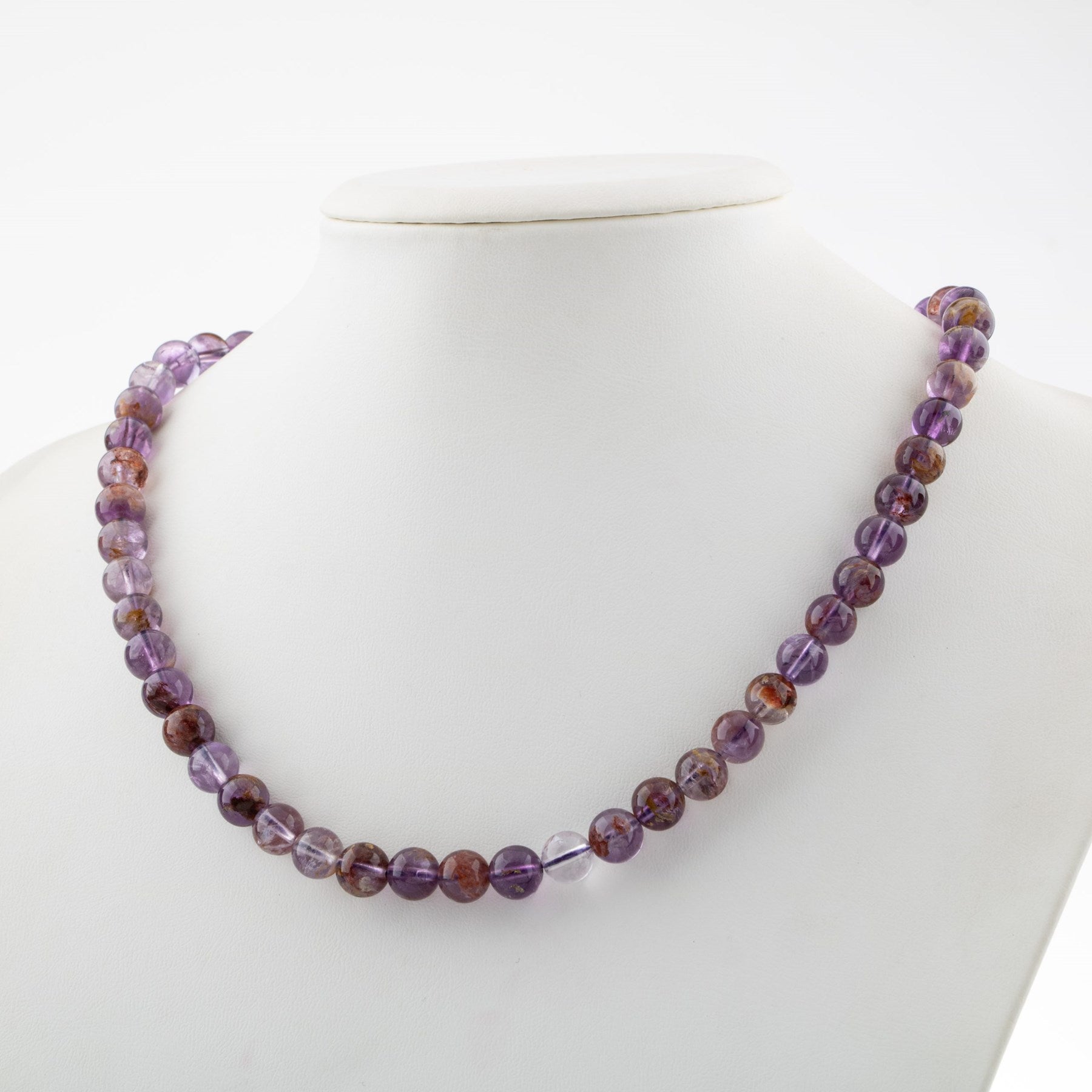 Laboratory Certified Phantom Quartz 8 mm Natural Stone Necklace