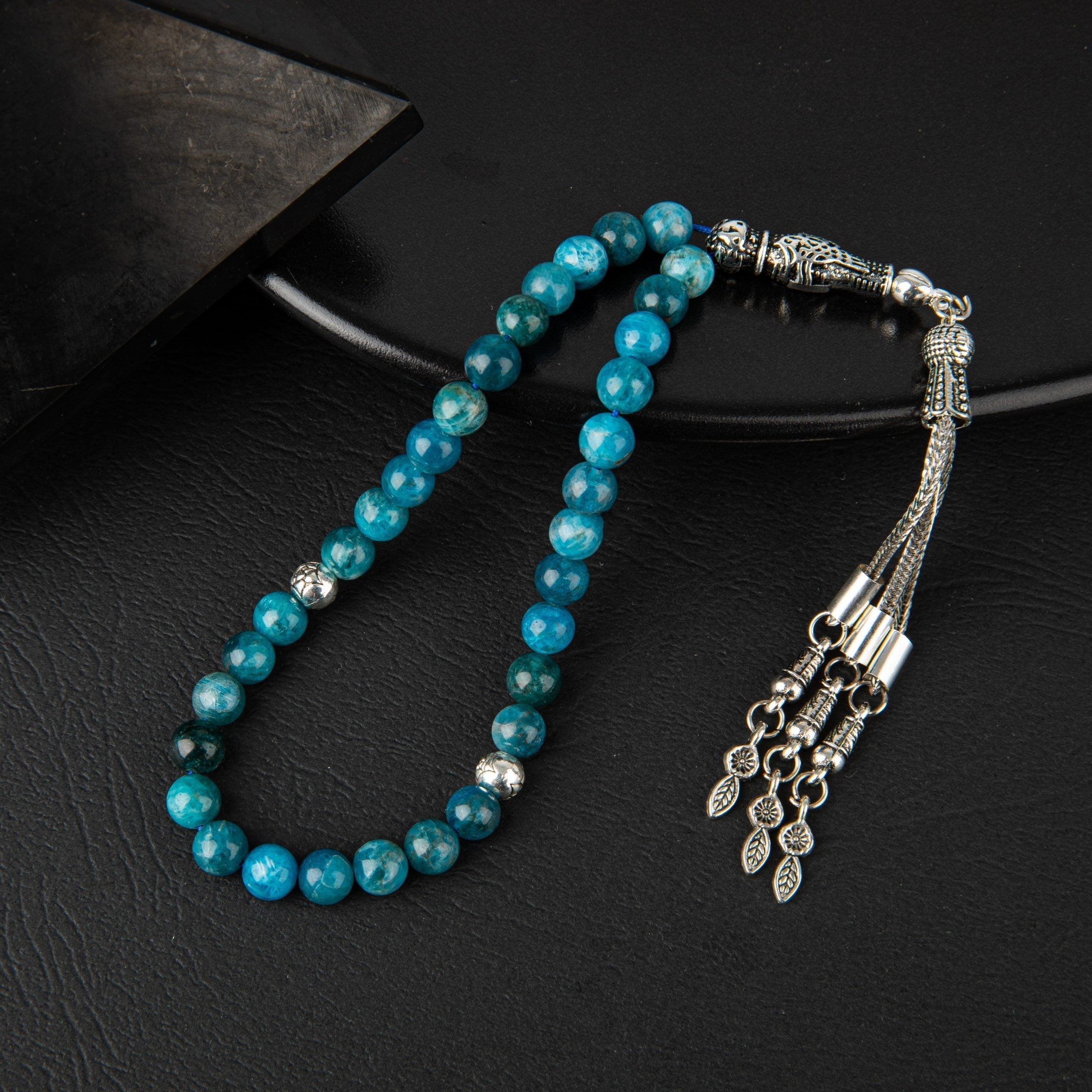 Blue Apatite Natural Gemstone Prayer Beads 33-Bead – 6mm Handcrafted