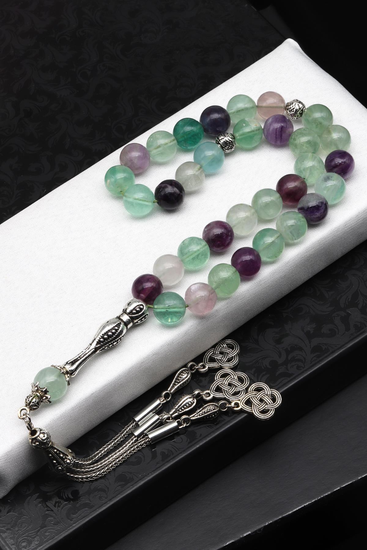 Laboratory Certified Fluorite Natural Gemstone Prayer Beads 10 mm