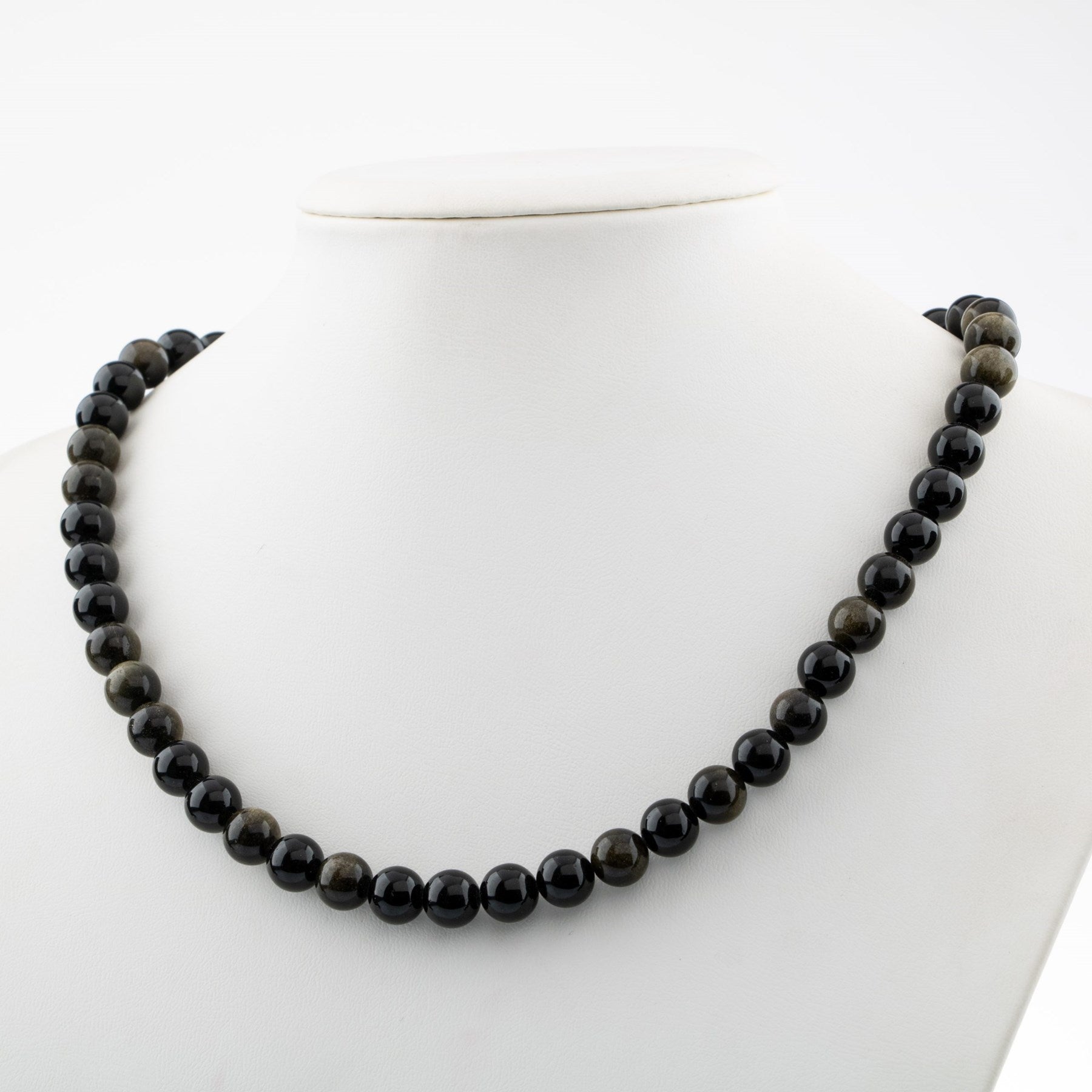Laboratory Certified Golden Obsidian 8 mm Natural Stone Necklace