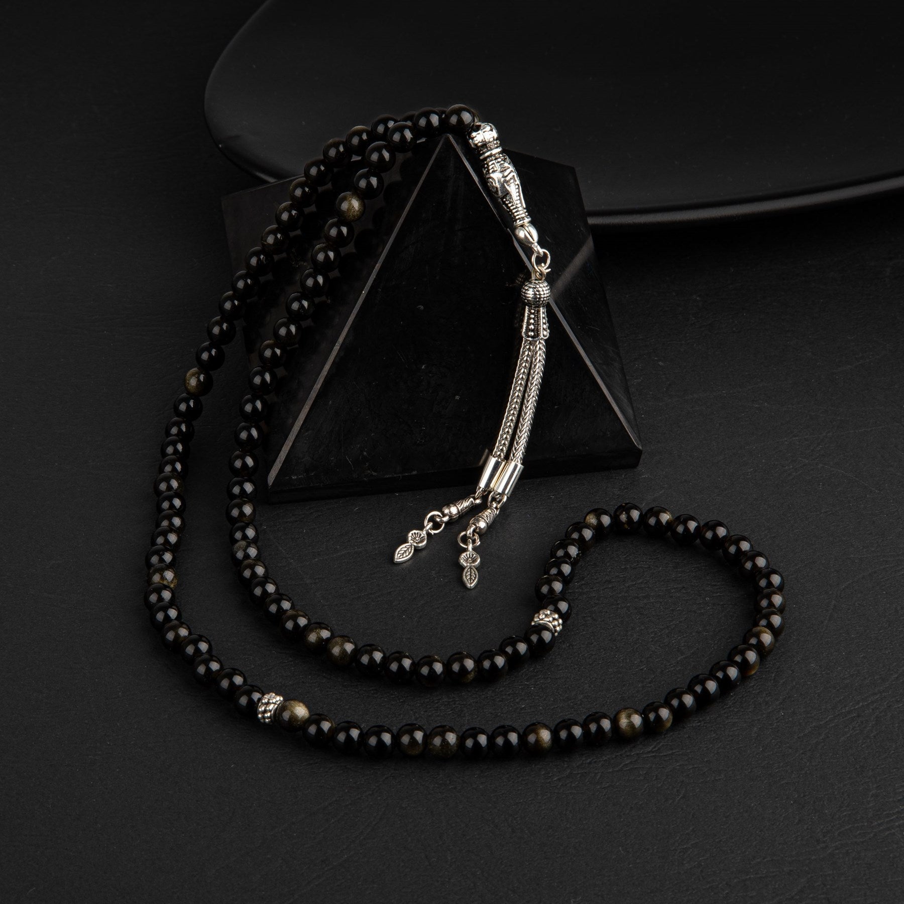 Laboratory Certified Golden Obsidian Natural Gemstone Prayer Beads 99-Bead – 6mm