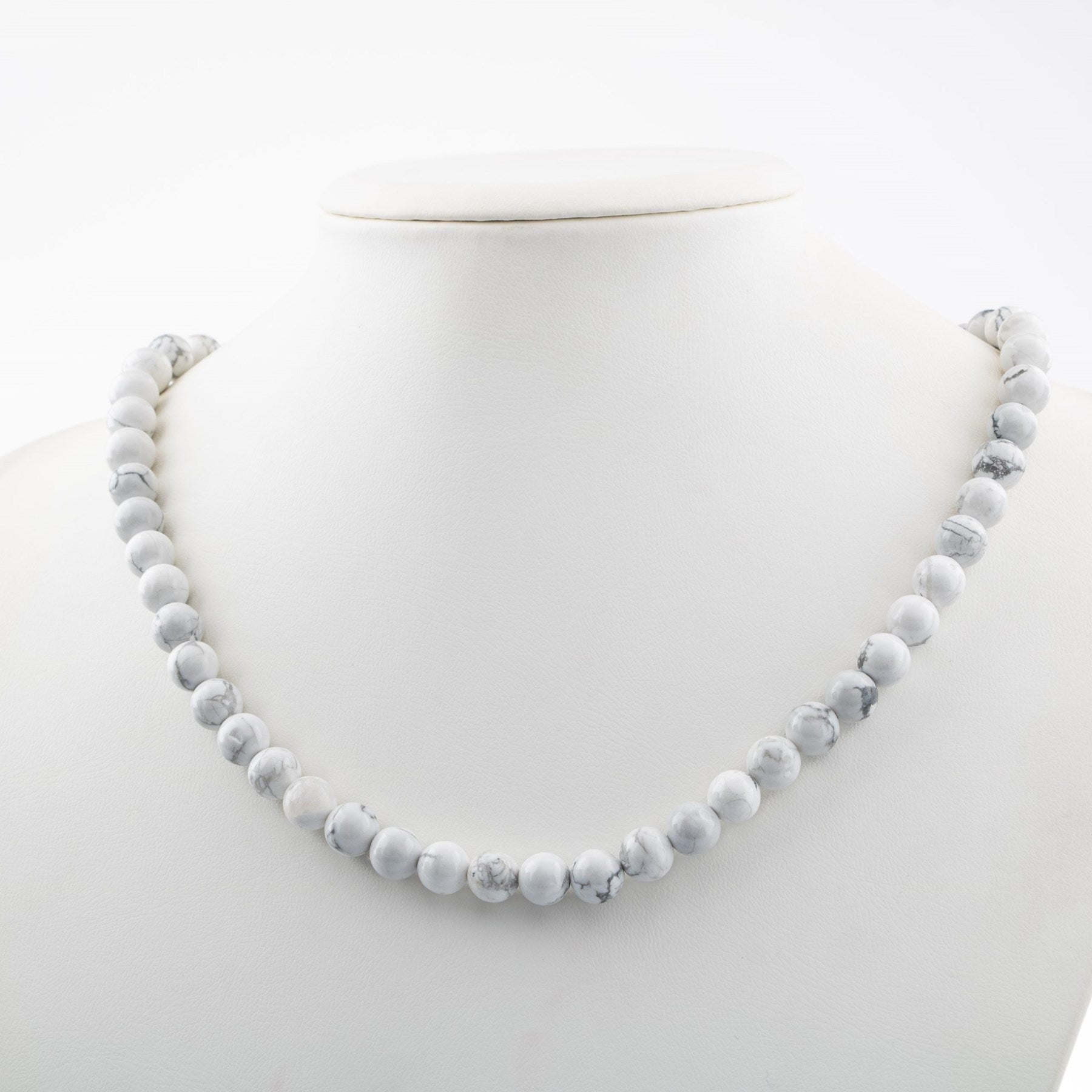 Laboratory Certified Howlite 8 mm Natural Stone Necklace