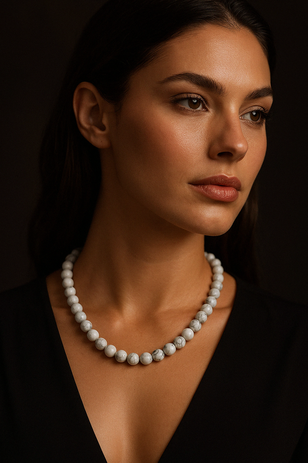 Laboratory Certified Howlite 8 mm Natural Stone Necklace