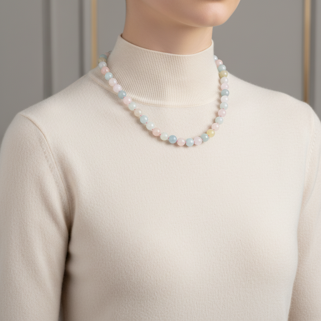 Laboratory Certified Heliodor 8 mm Knotted Natural Stone Necklace