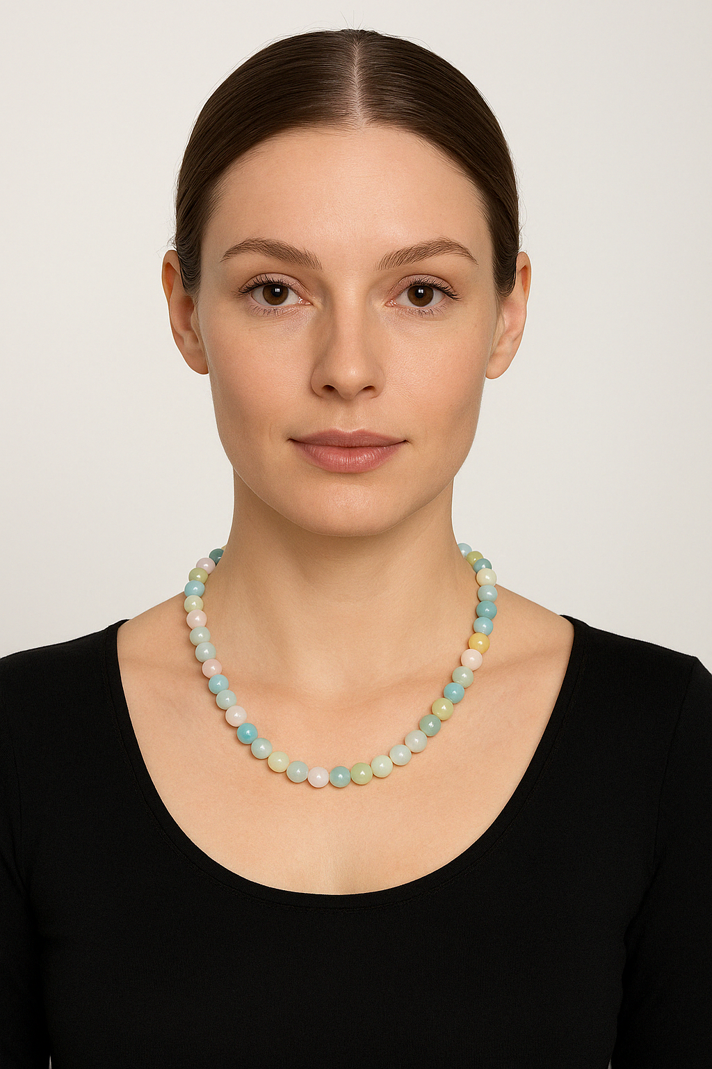 Laboratory Certified Heliodor 8 mm Natural Stone Necklace