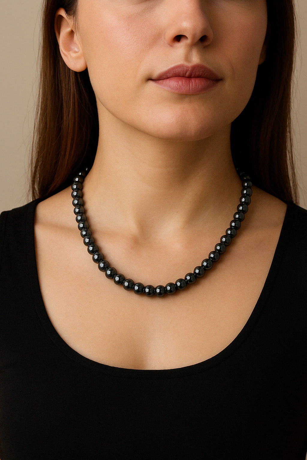 Laboratory Certified Hematite 8 mm Natural Stone Necklace