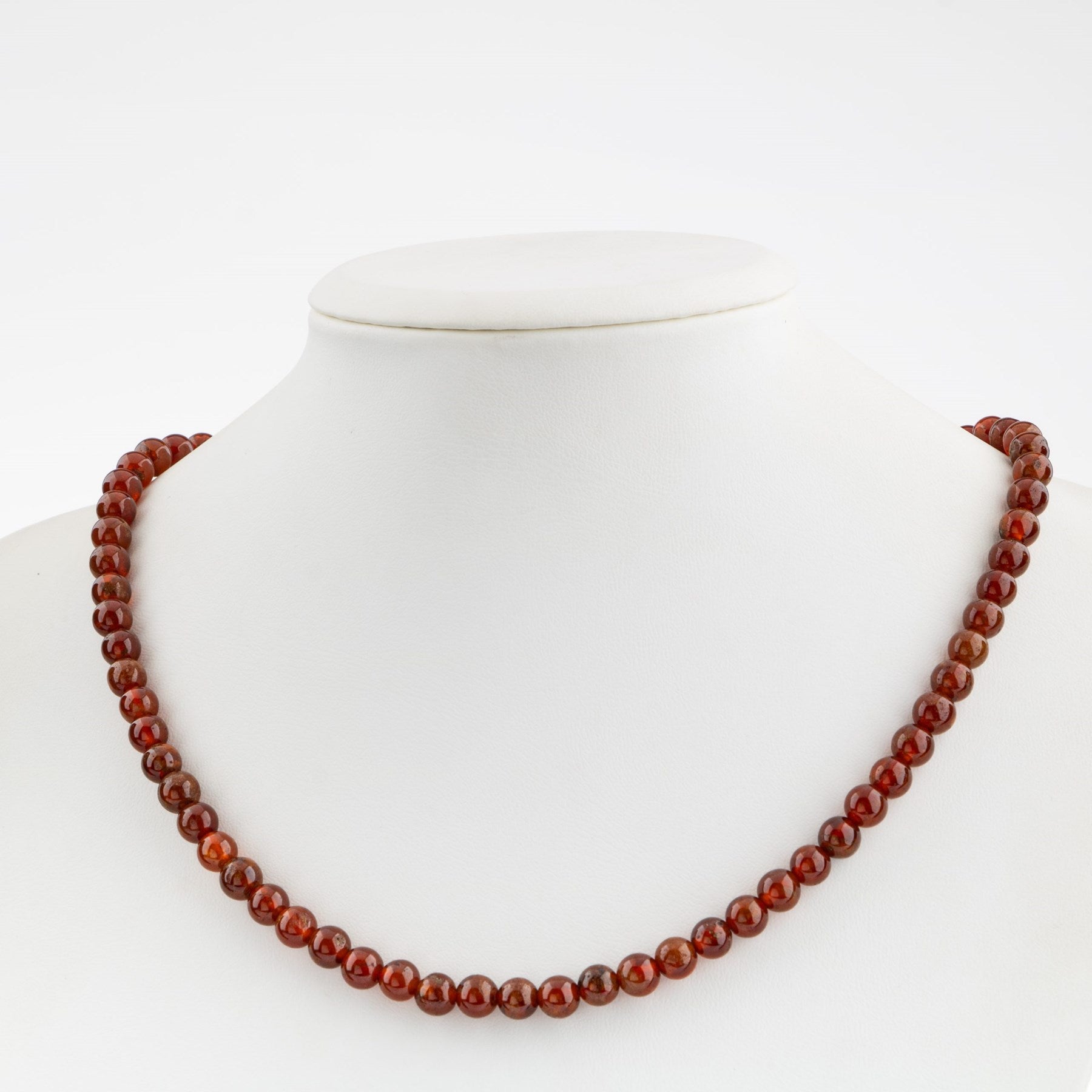 Laboratory Certified Hessonite Garnet 6 mm Natural Stone Necklace