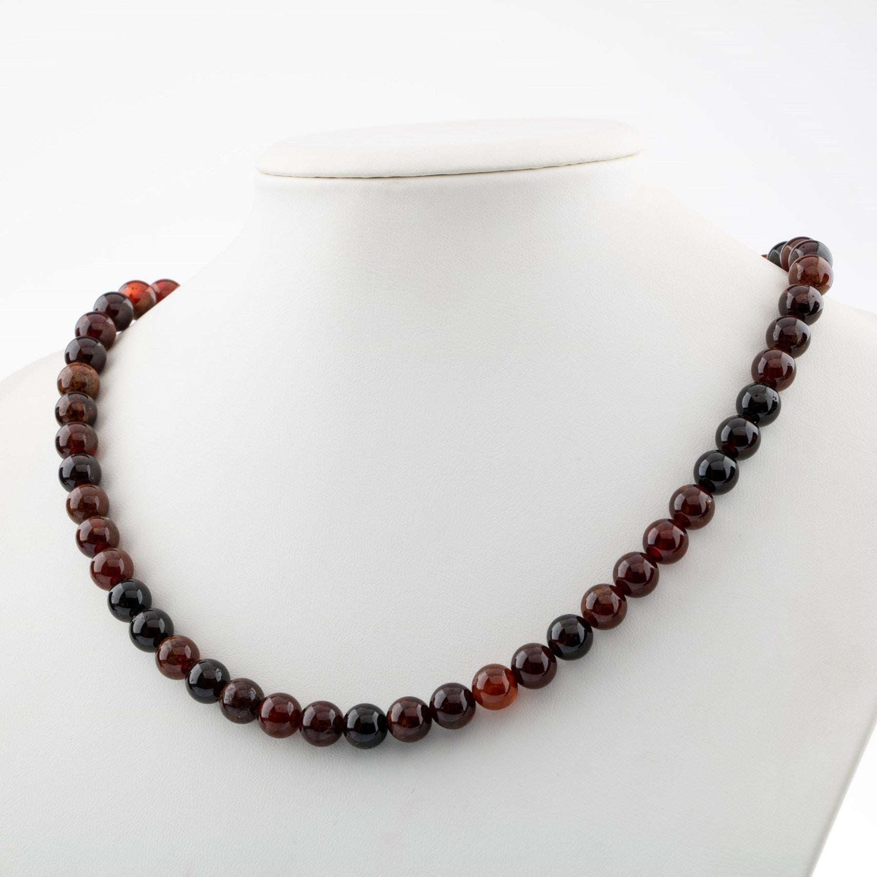 Laboratory Certified Hessonite Garnet 8 mm Natural Stone Necklace