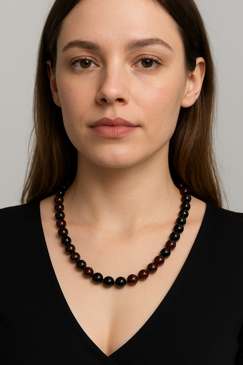 Laboratory Certified Hessonite Garnet 8 mm Natural Stone Necklace