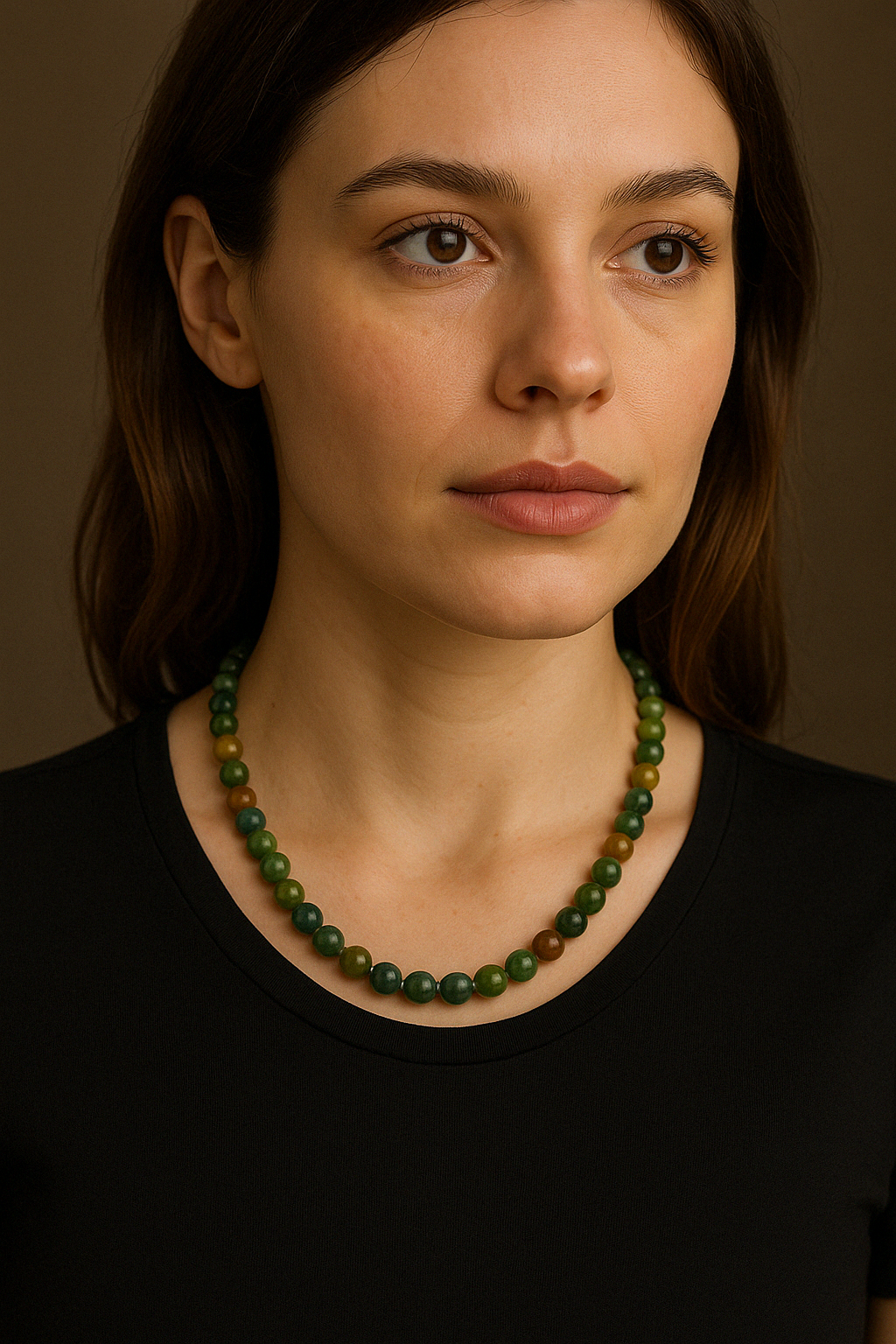 Laboratory Certified Indian Agate 8 mm Natural Stone Necklace