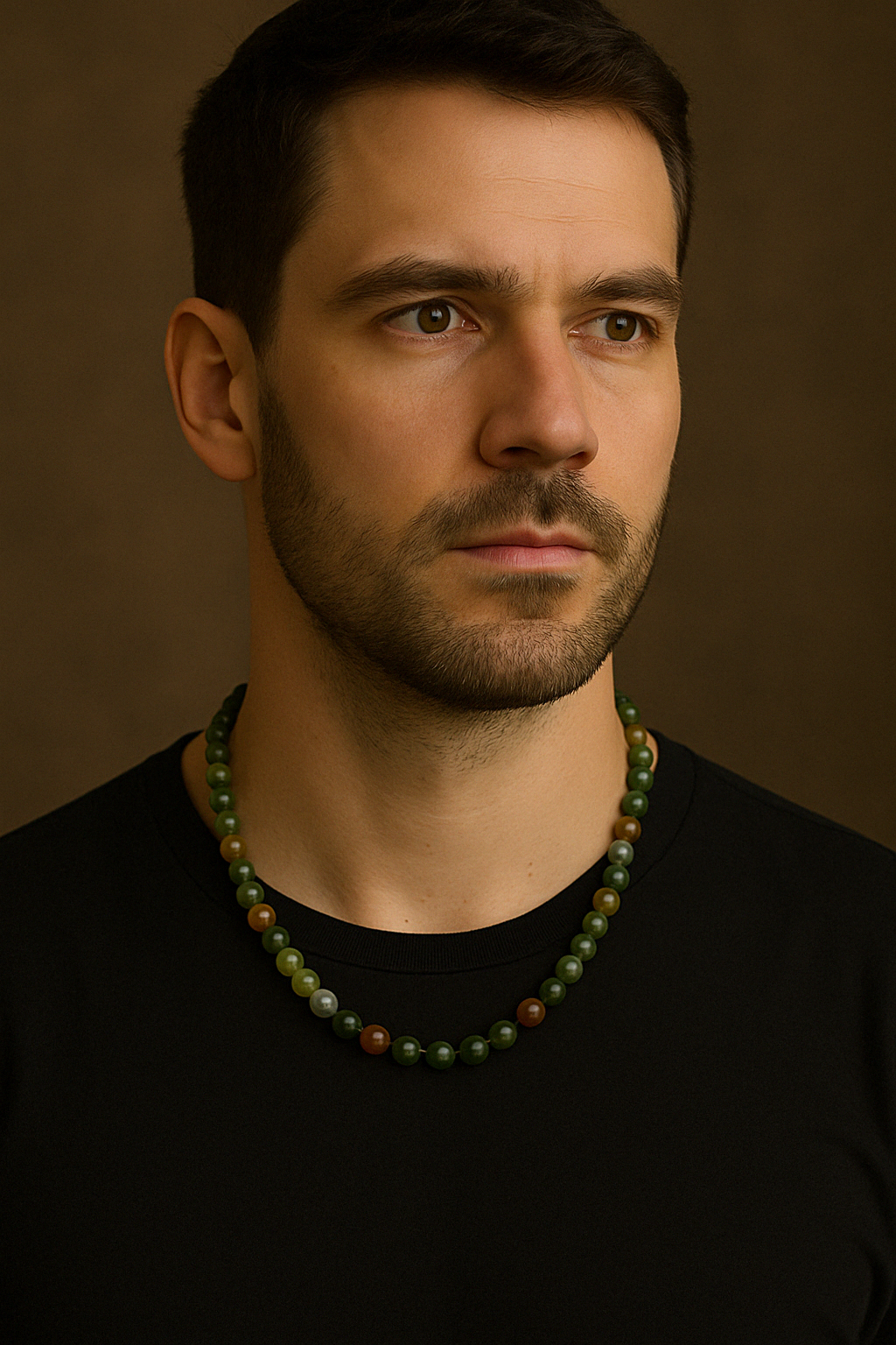 Laboratory Certified Indian Agate 8 mm Natural Stone Necklace