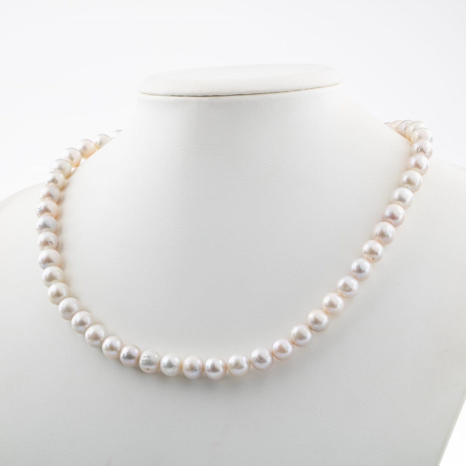Laboratory Certified Pearl 8 mm Natural Bead Necklace