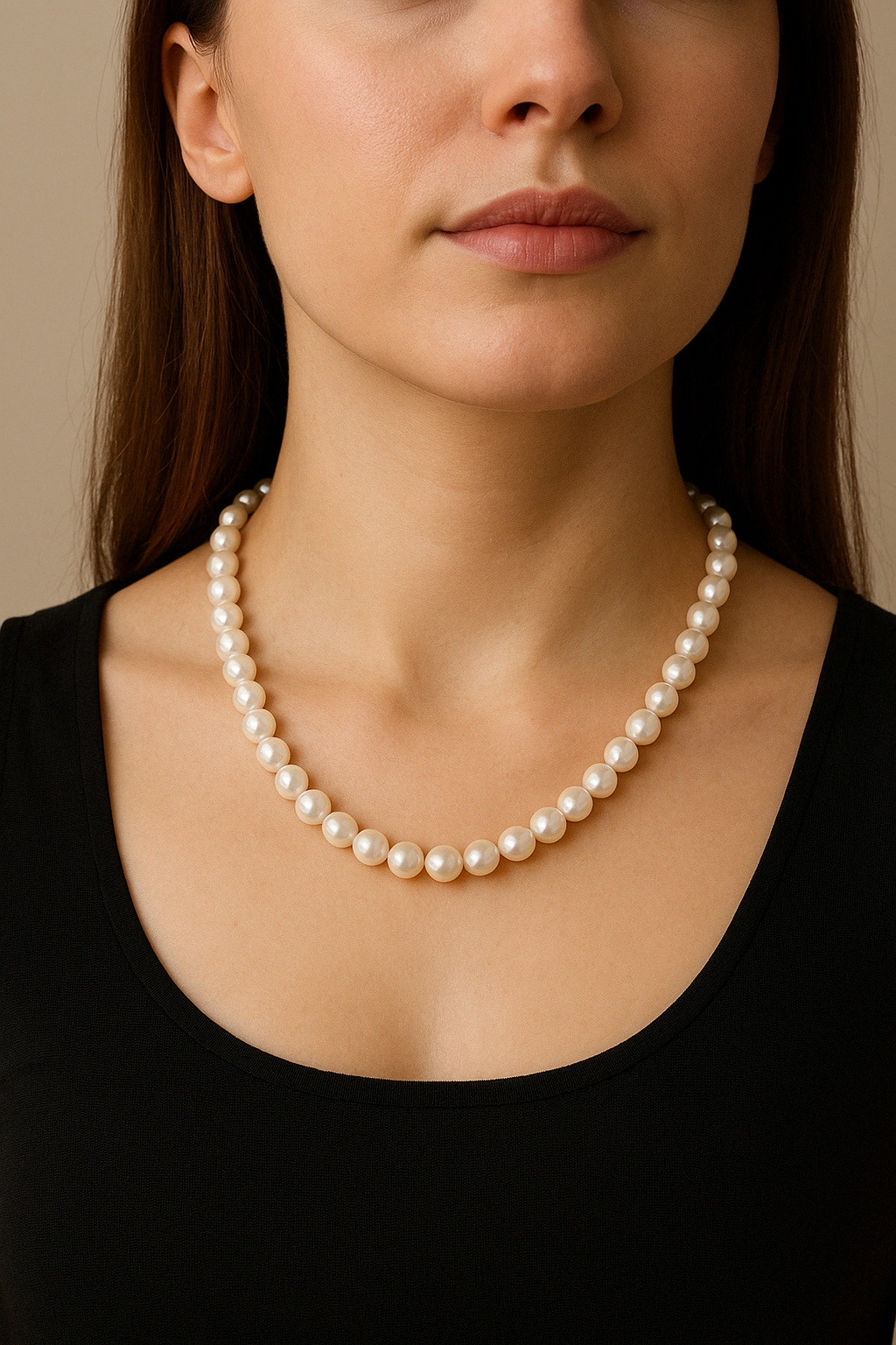 Laboratory Certified Pearl 8 mm Natural Bead Necklace