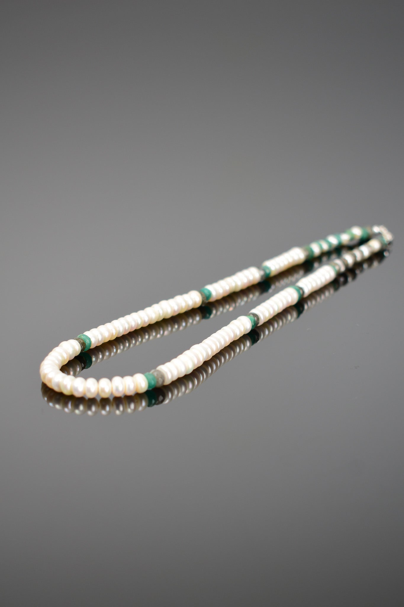 Laboratory Certified Pearl, Emerald & Labradorite Natural Stone Necklace