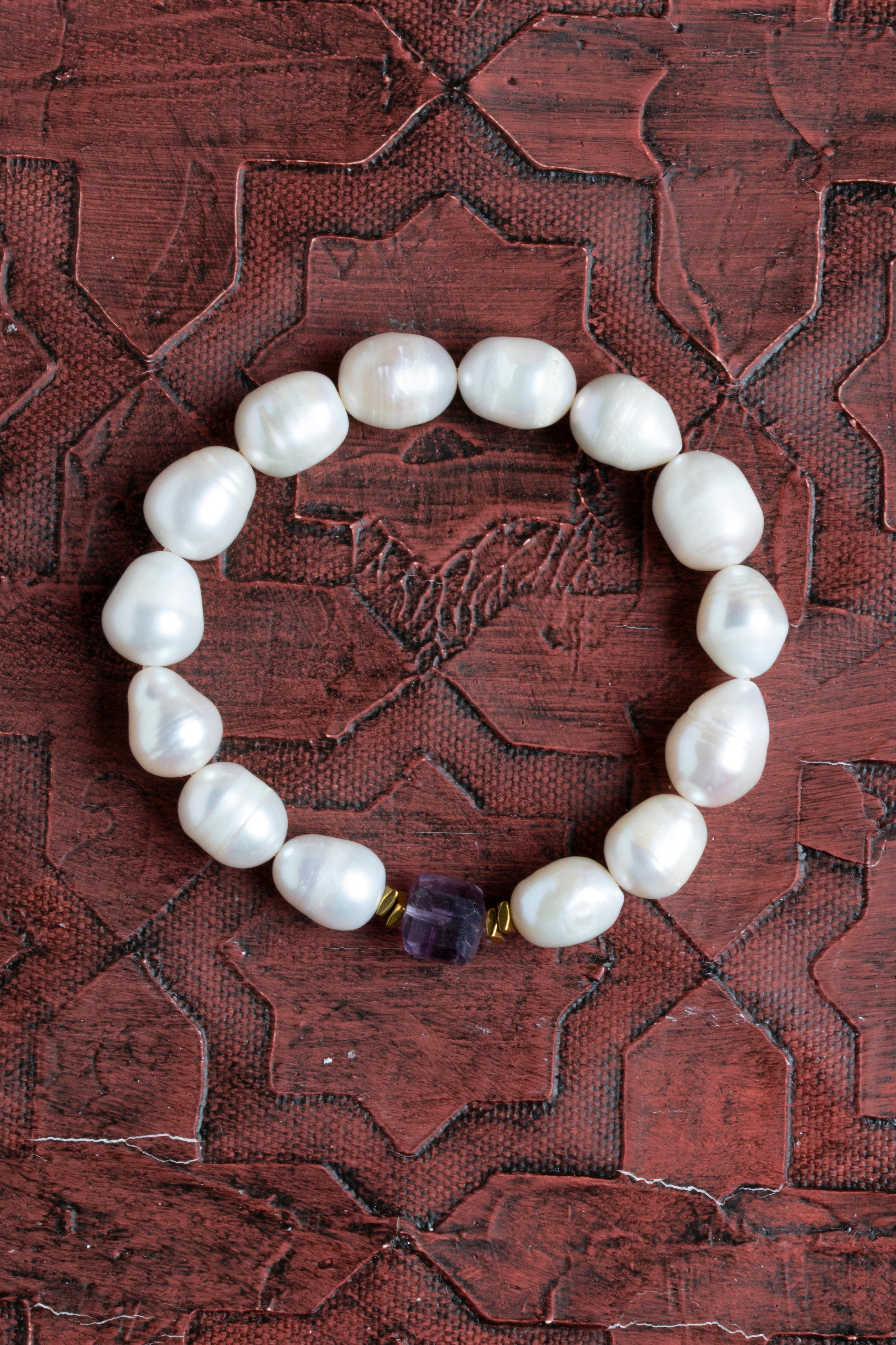 Laboratory Certified Pearl & Amethyst Natural Stone Bracelet
